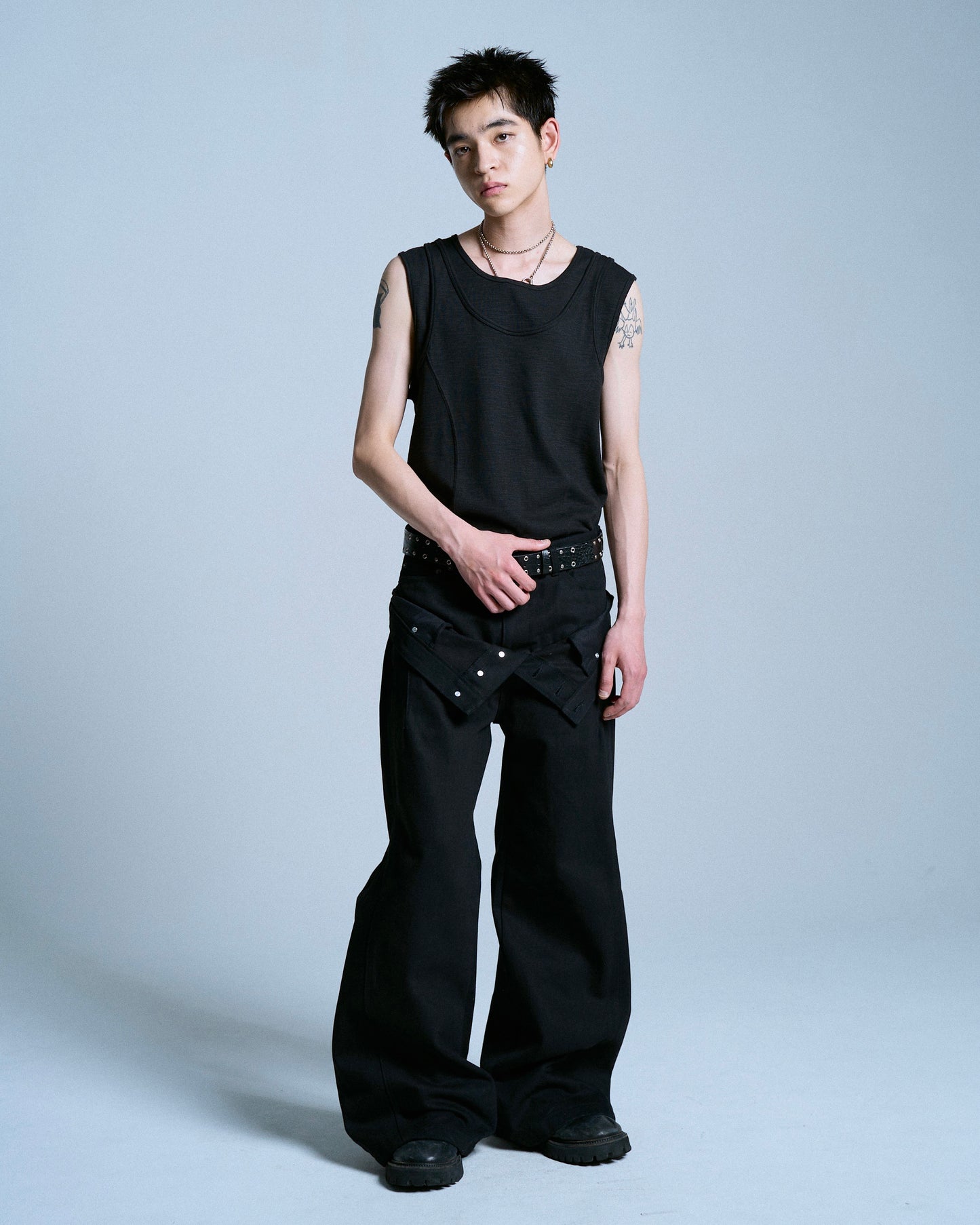 DOUBLE WAIST SLUB RIGID DENIM