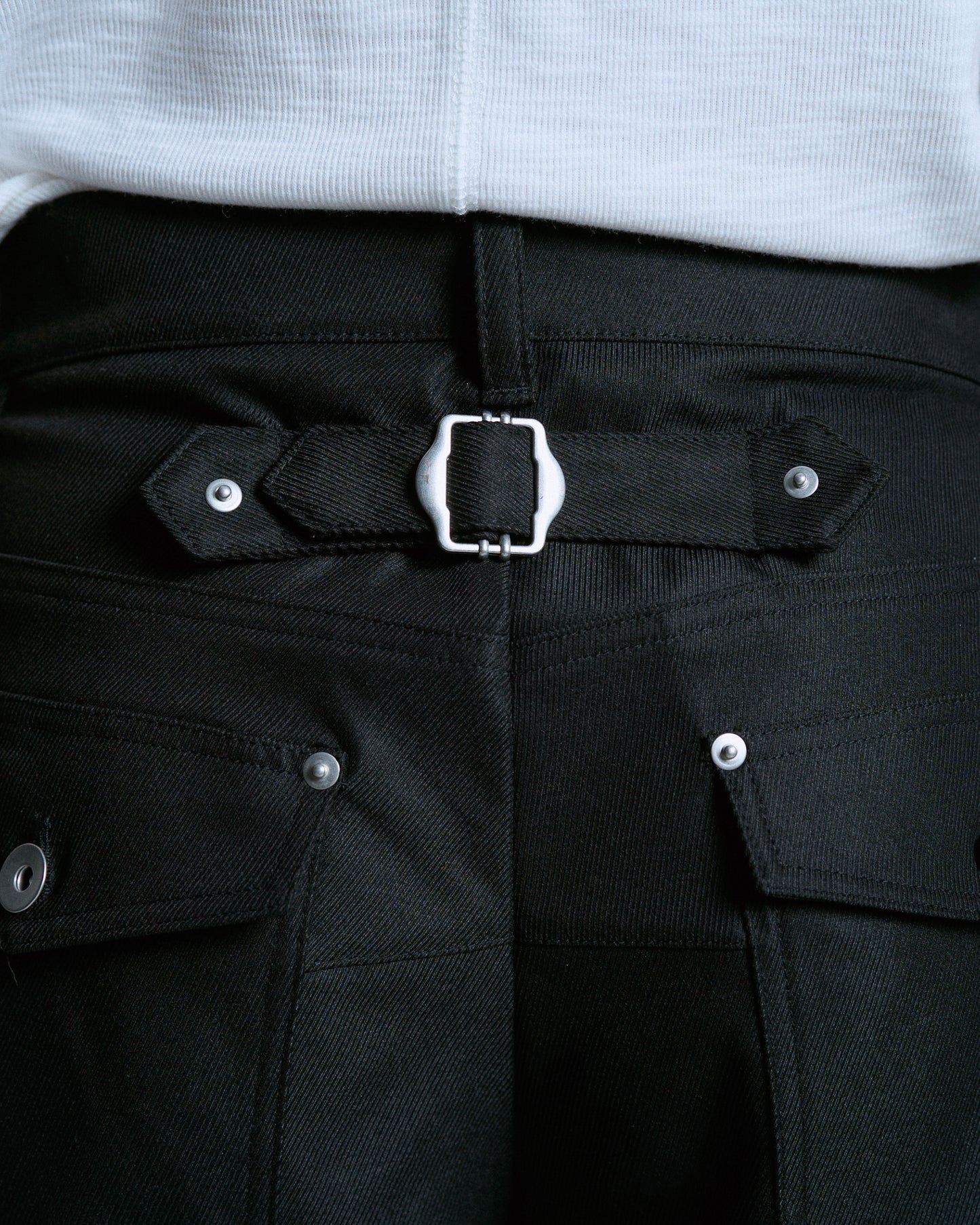 PRESSED POLYESTER FLARE SLACKS