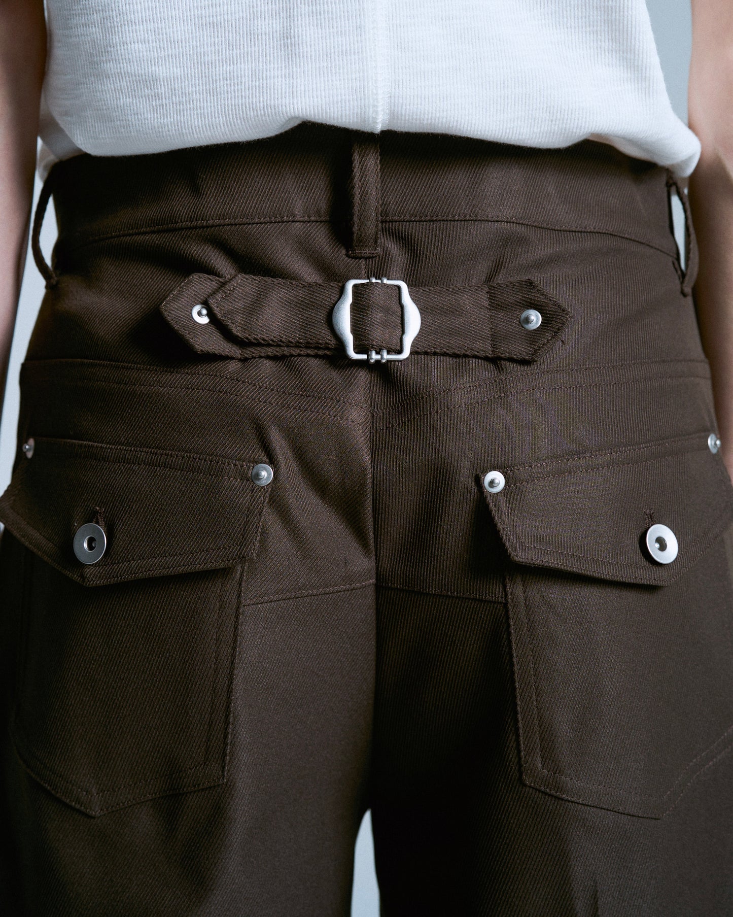 PRESSED POLYESTER FLARE SLACKS