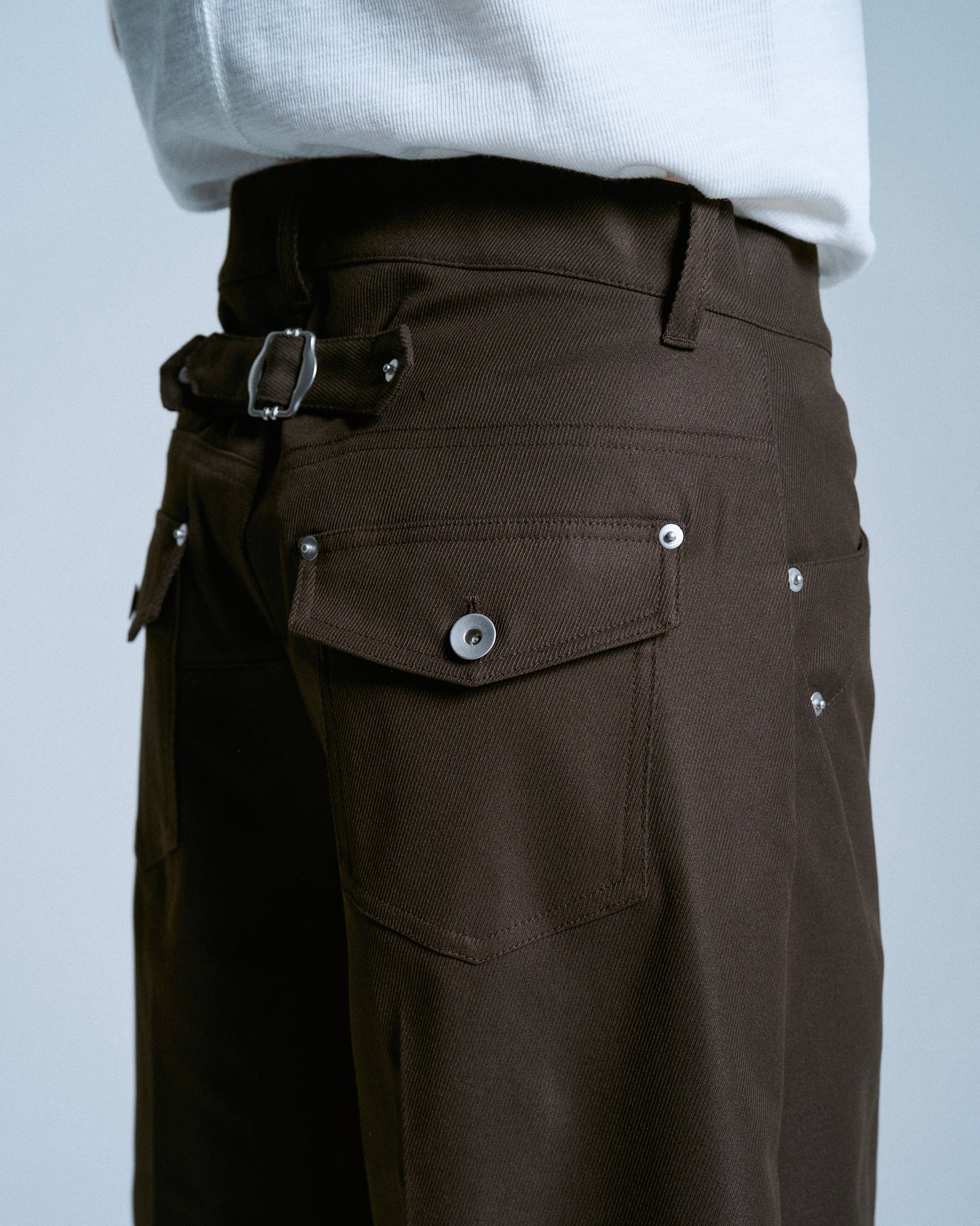 PRESSED POLYESTER FLARE SLACKS