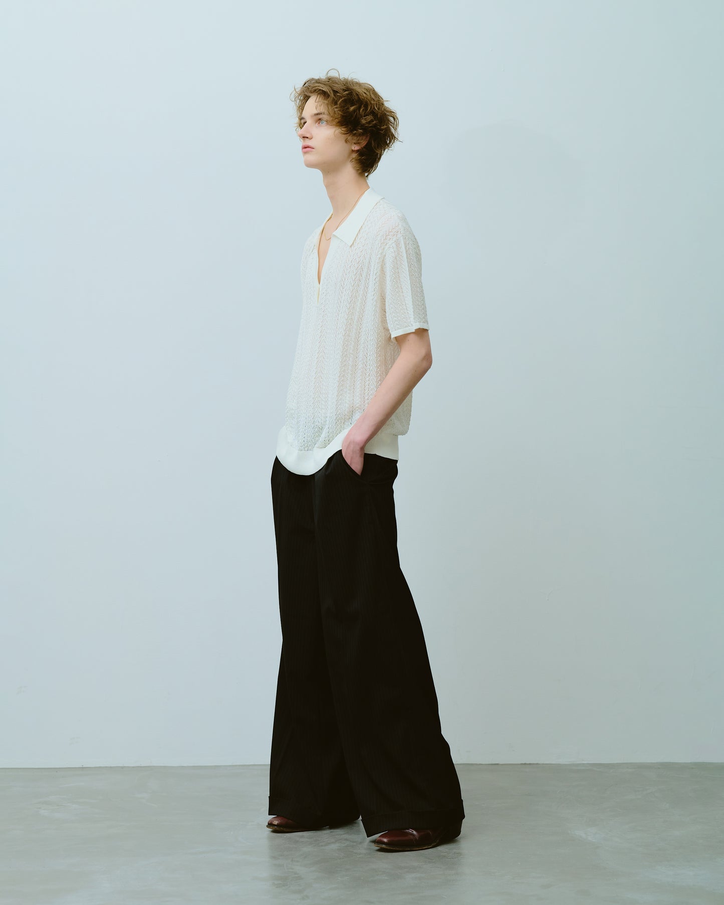 2tuck wide baggy flare slacks - STRIPE