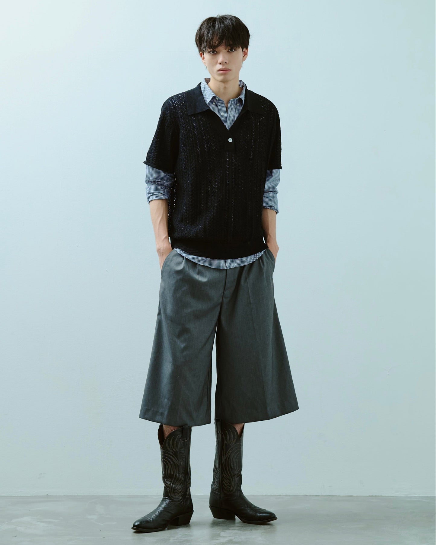 layered boxers wide slacks shorts