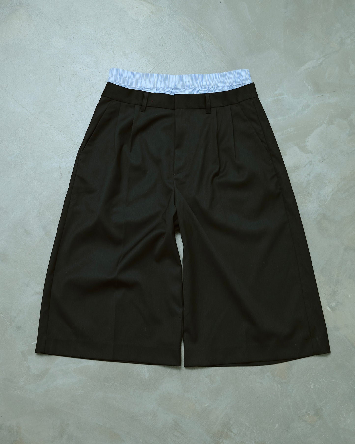 layered boxers wide slacks shorts