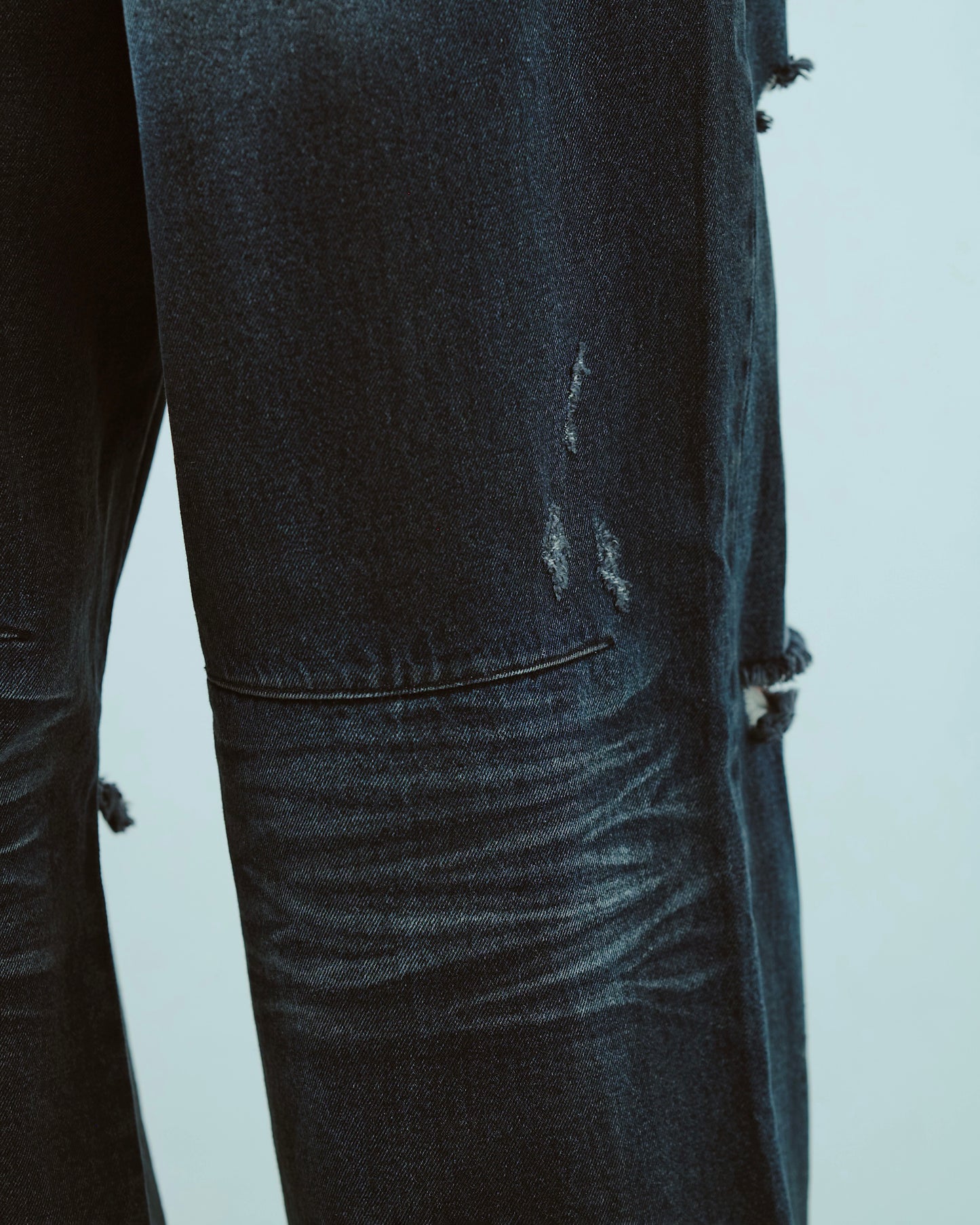 wide baggy broken denim trousers