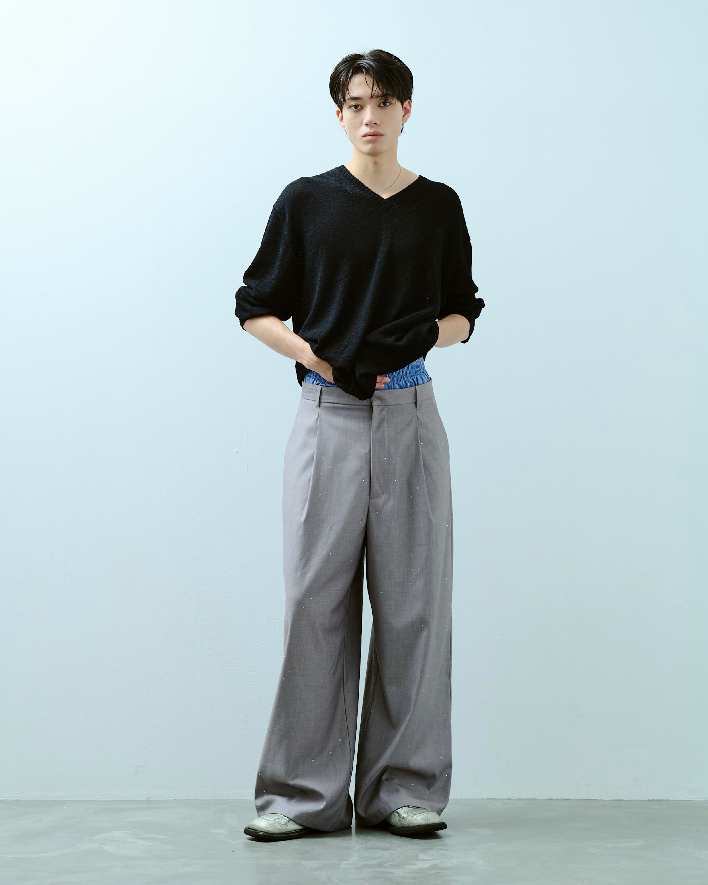 パンツ camphor wood wide baggy tweed slacks wide baggy rhinestone slacks – CAMPHOR WOOD - OFFICIAL