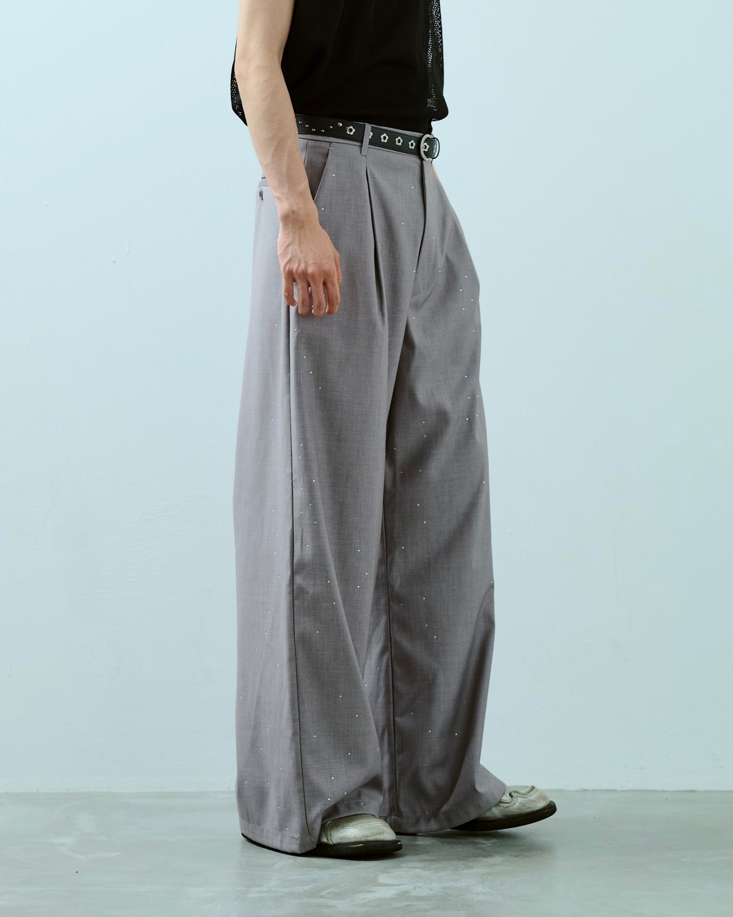 wide baggy rhinestone slacks