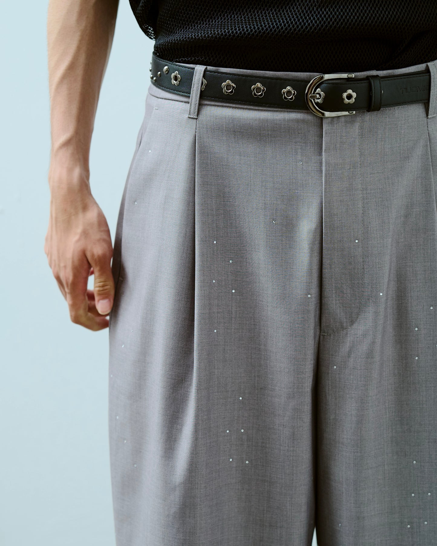 wide baggy rhinestone slacks