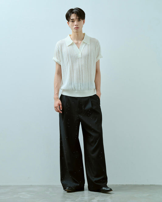wide baggy rhinestone slacks