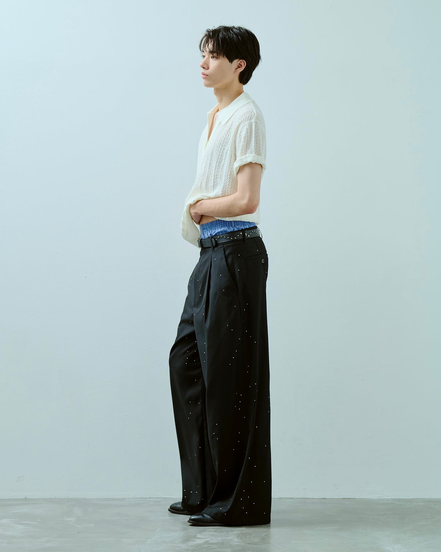 wide baggy rhinestone slacks