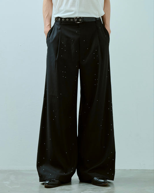 wide baggy rhinestone slacks