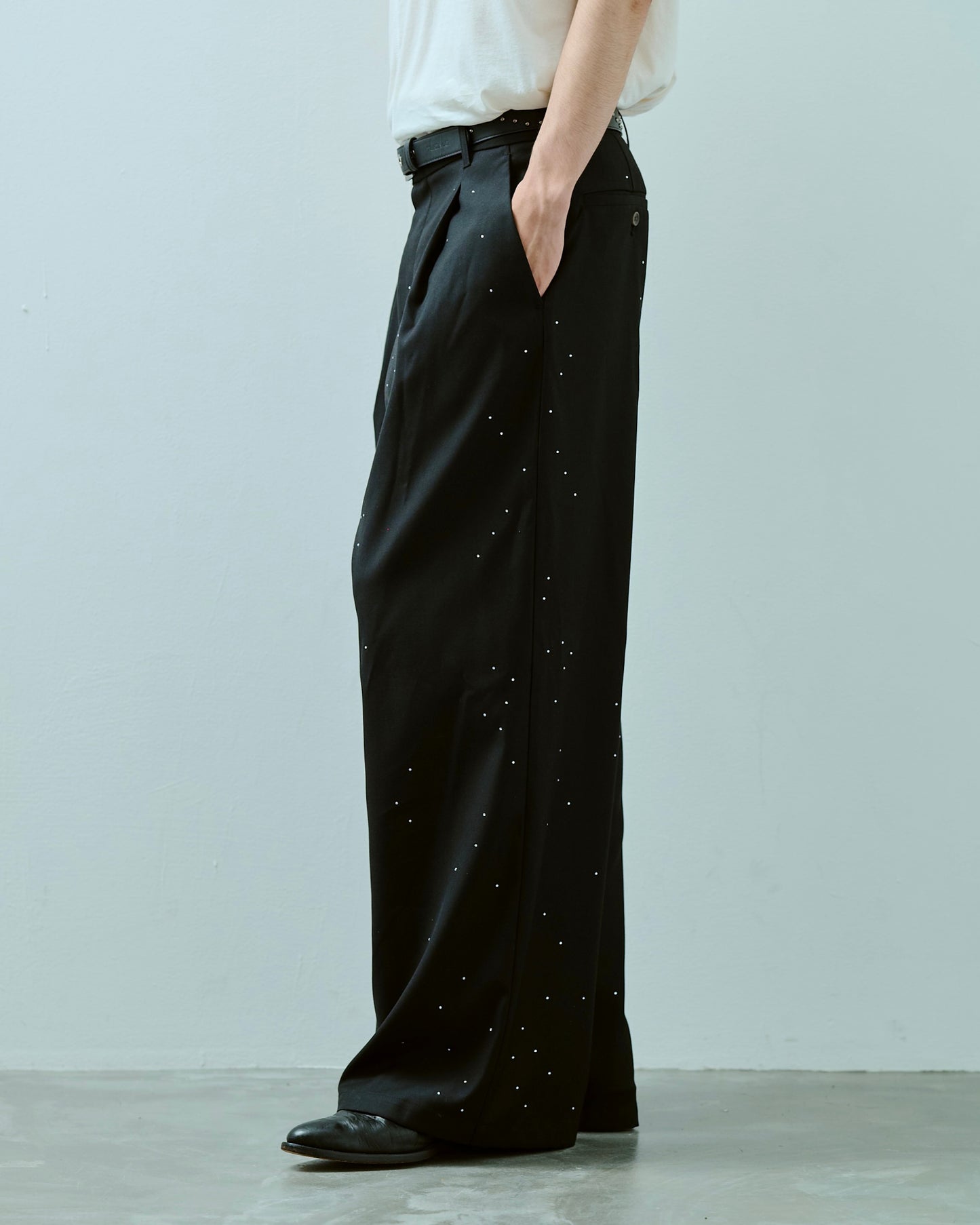 wide baggy rhinestone slacks