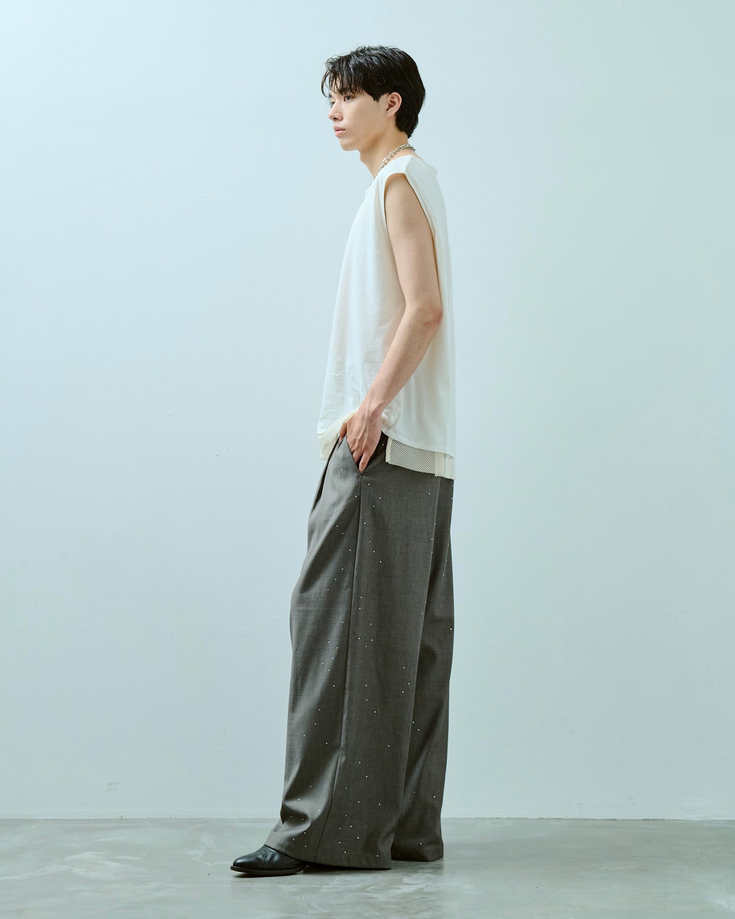 wide baggy rhinestone slacks