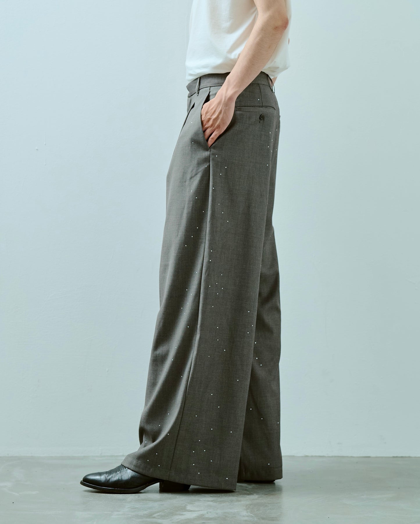 wide baggy rhinestone slacks