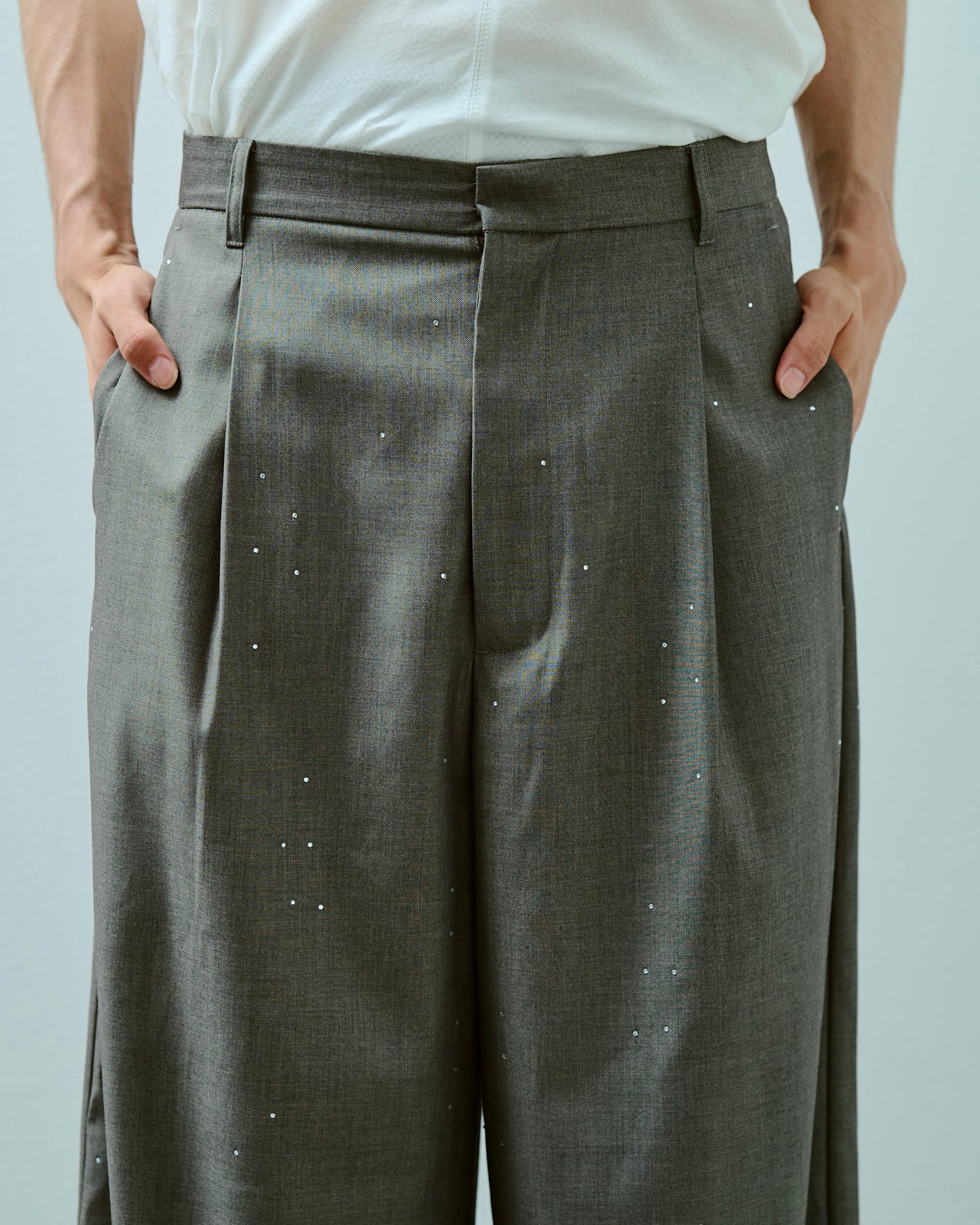 wide baggy rhinestone slacks
