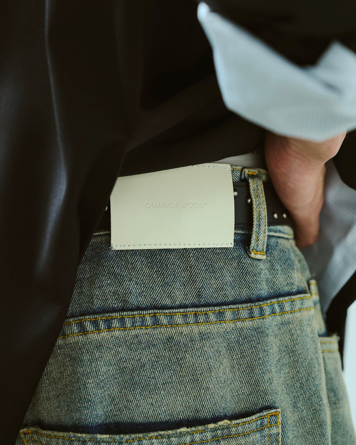 wide baggy broken denim trousers