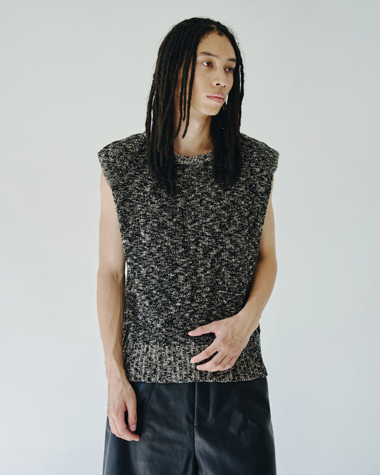 sleeveless cotton slub knit tops
