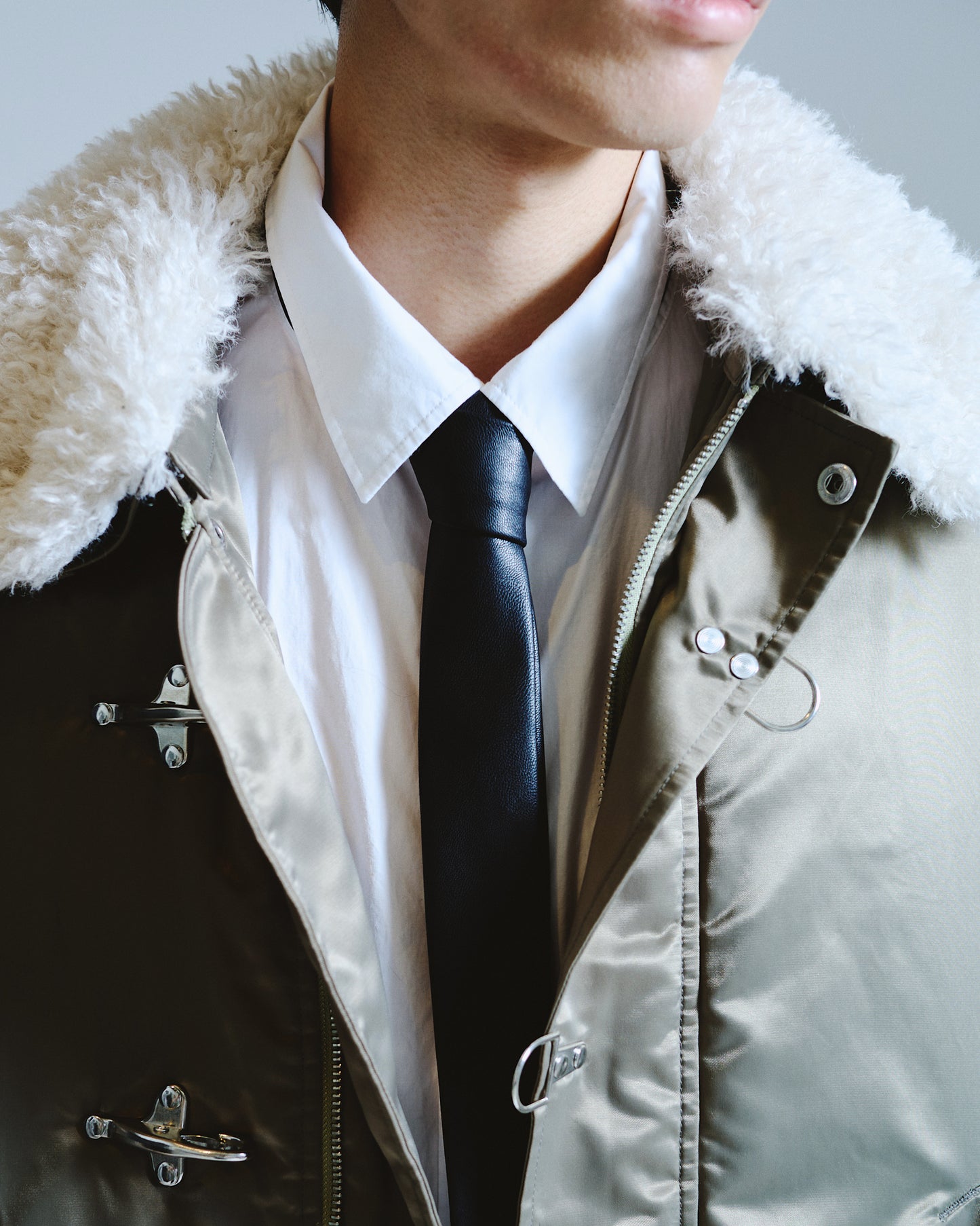 Slim Faux Leather Tie