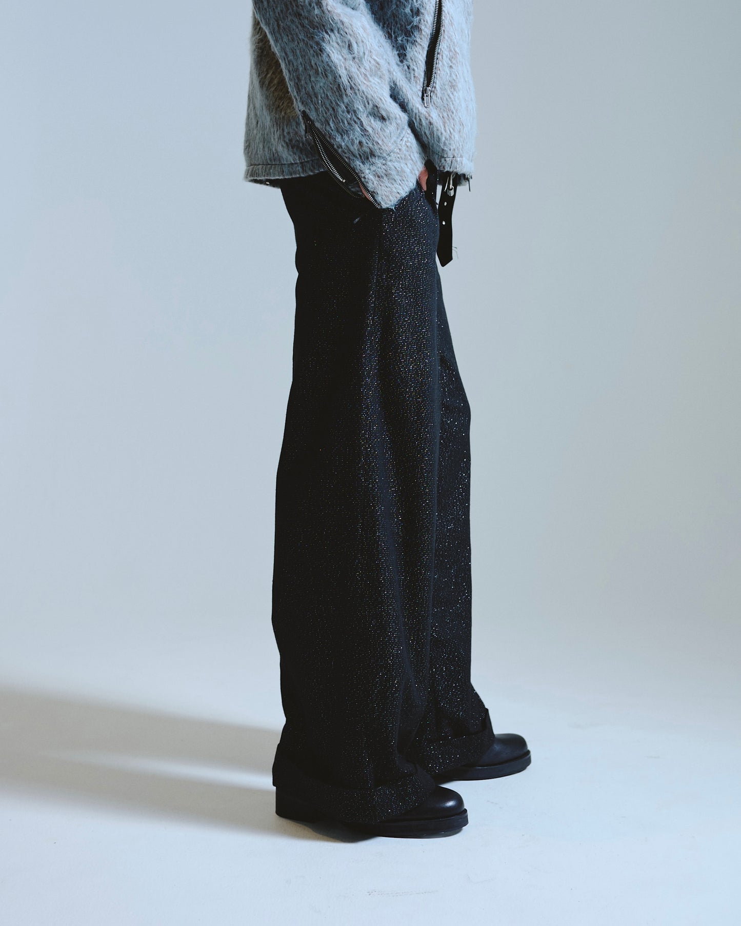 2tuck wide baggy slacks - RAME TWEED