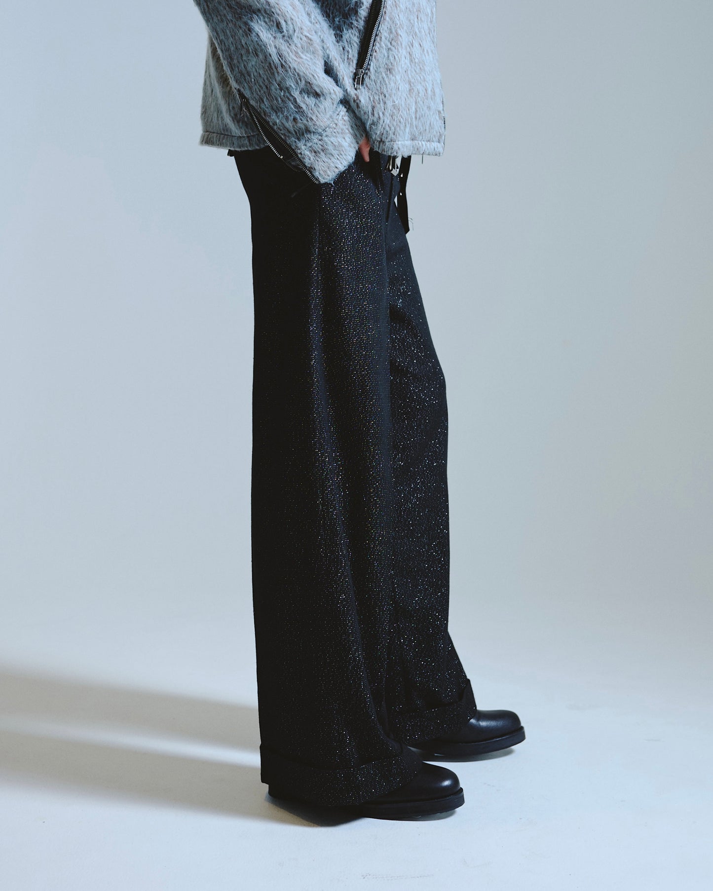 2tuck wide baggy slacks - RAME TWEED
