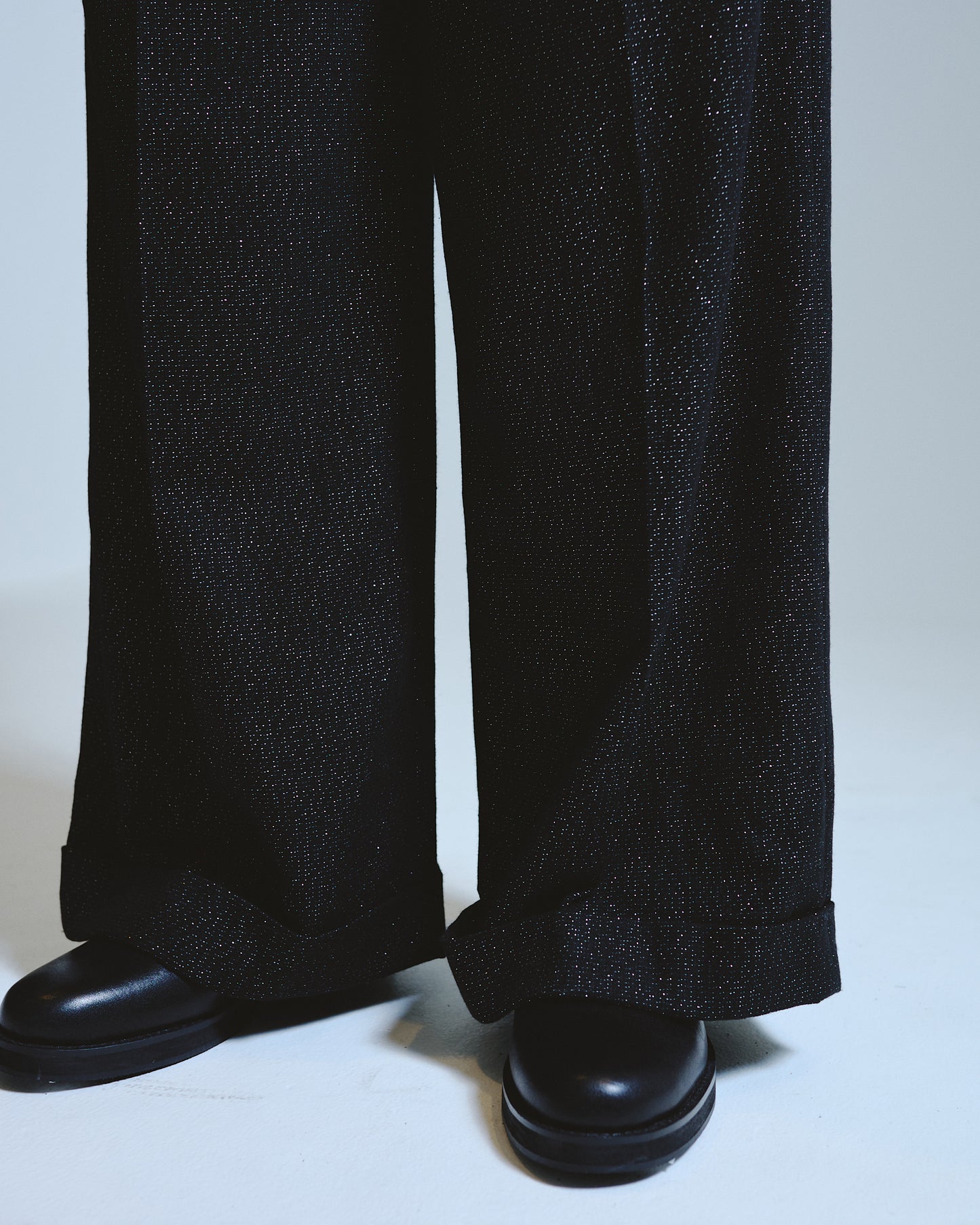 2tuck wide baggy slacks - RAME TWEED