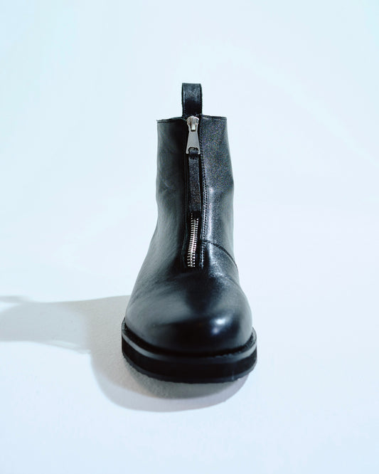 REAL LEATHER FRONT ZIP BOOTS