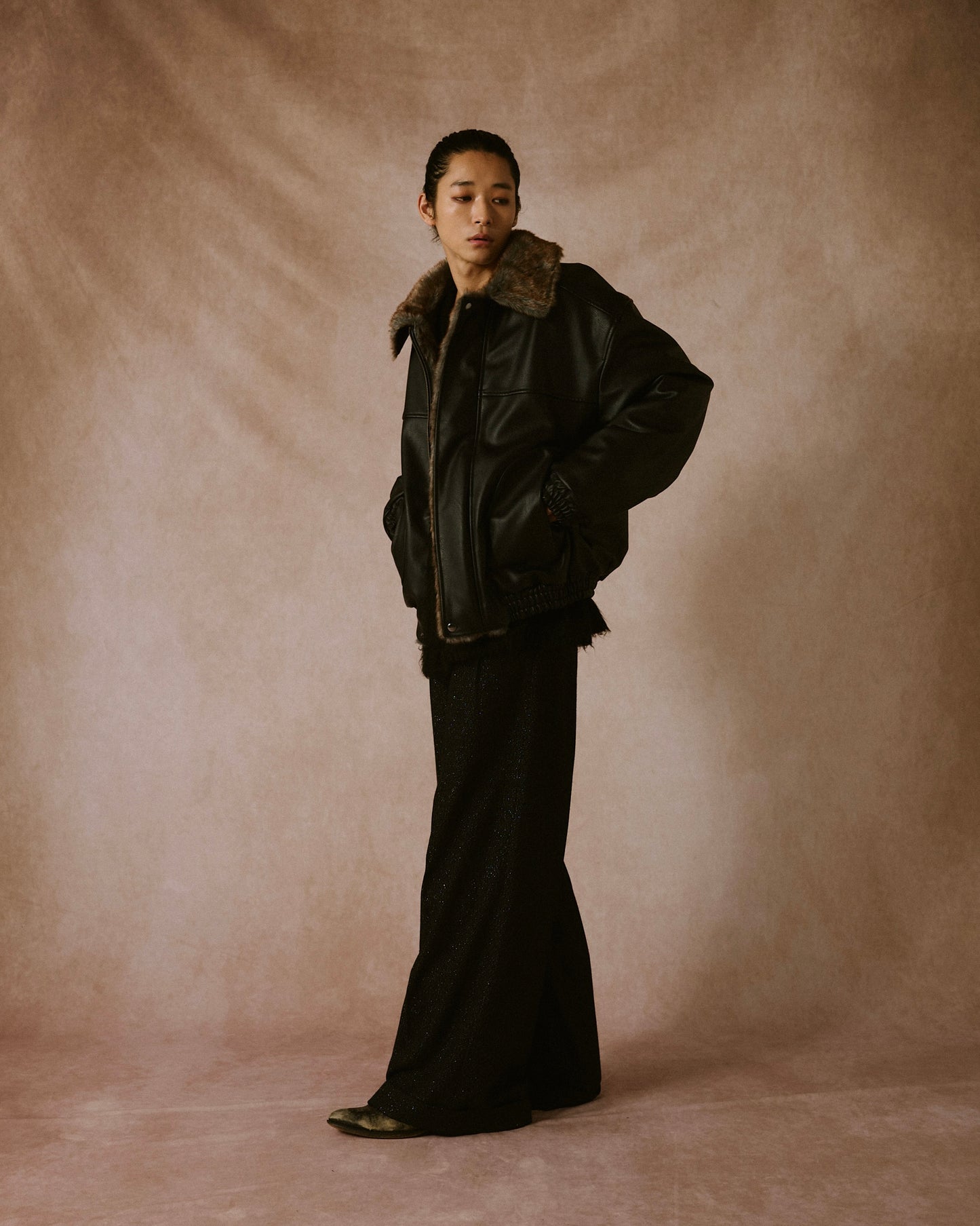 leather/fur faux reversible flight jacket (発送予定：2025年11月上旬~)
