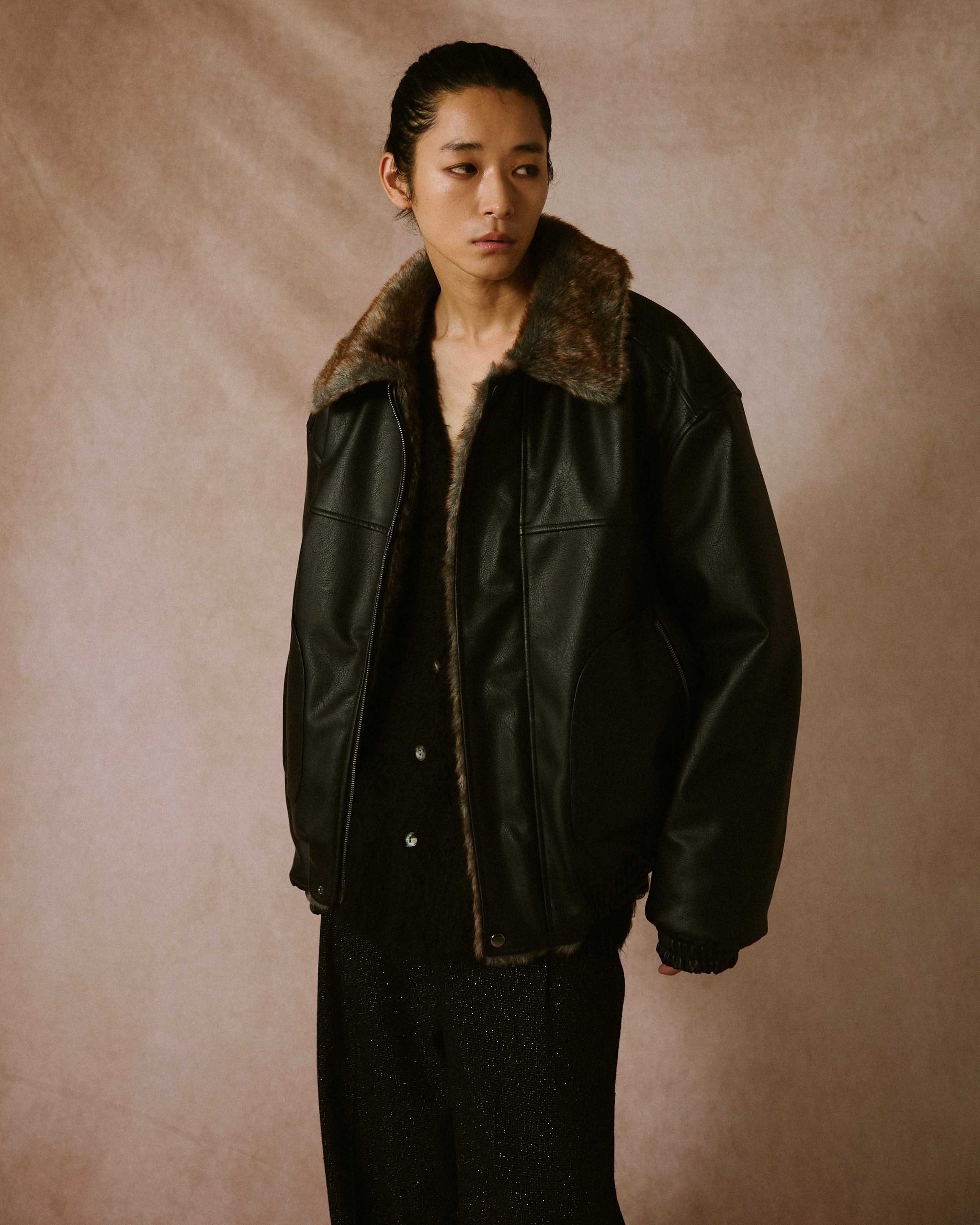 カンファーウッド　ジャケット leather/fur faux reversible flight jacket(発送予定：2025年11