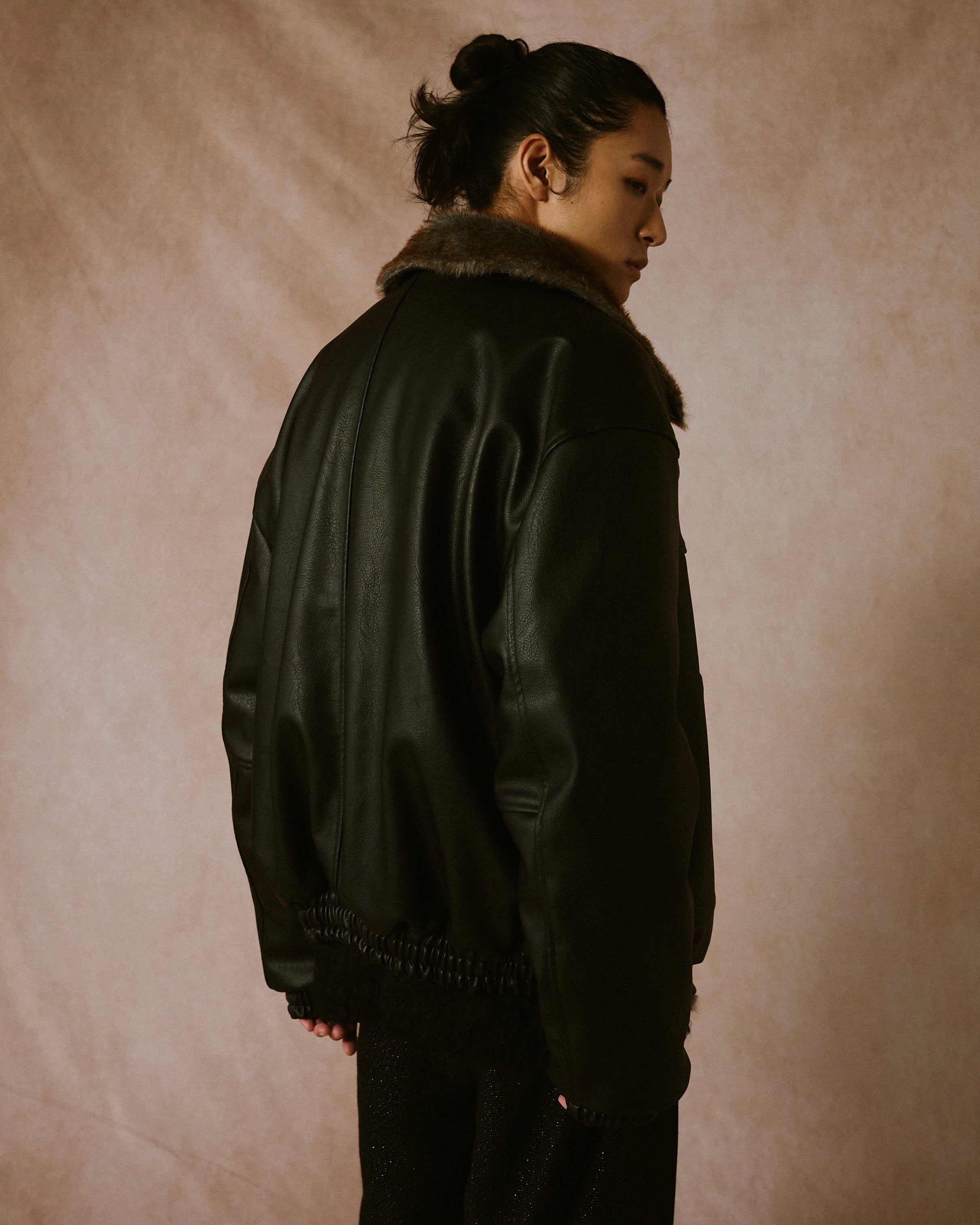 leather/fur faux reversible flight jacket(発送予定：2025年11
