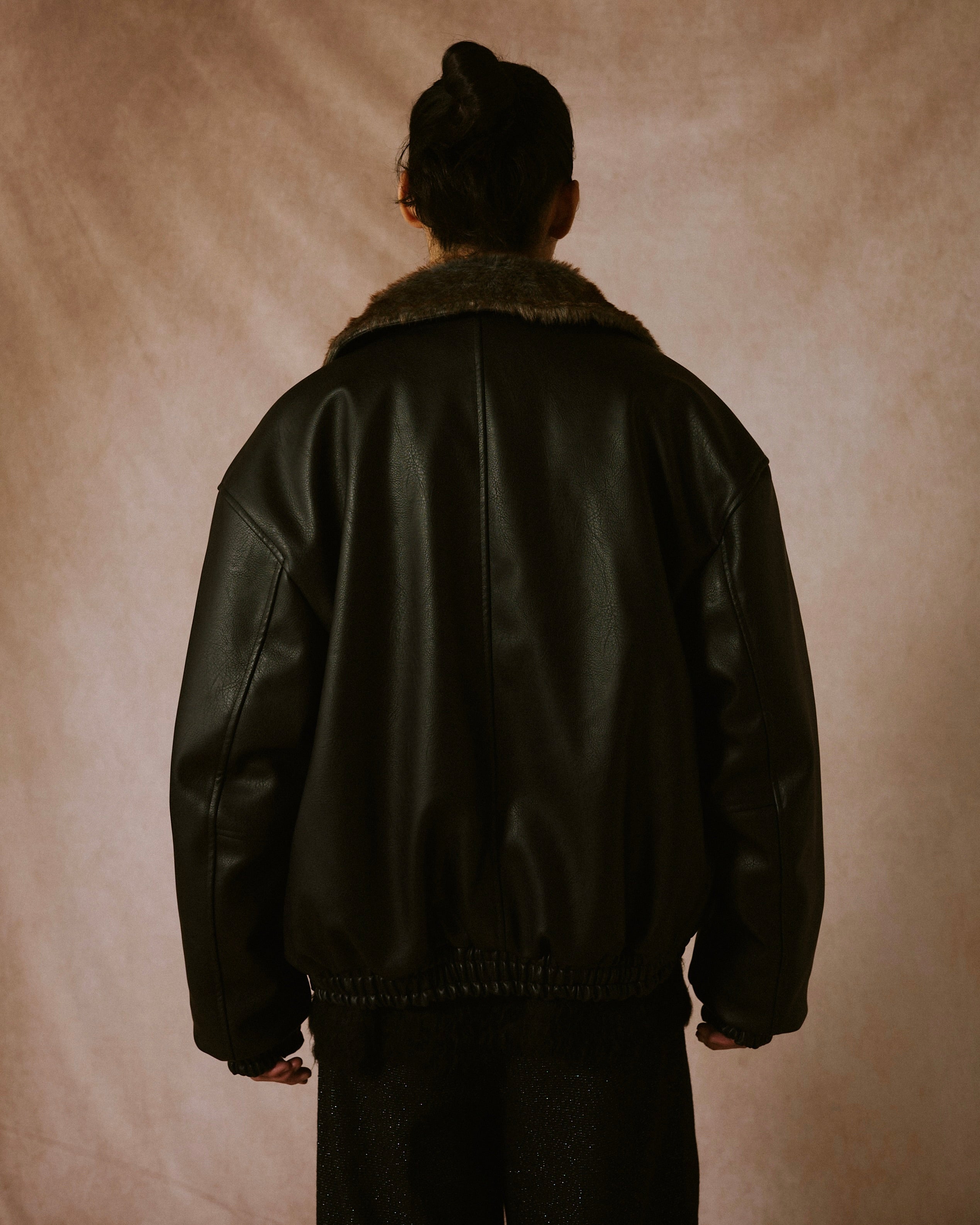 leather/fur faux reversible flight jacket(発送予定：2025年11