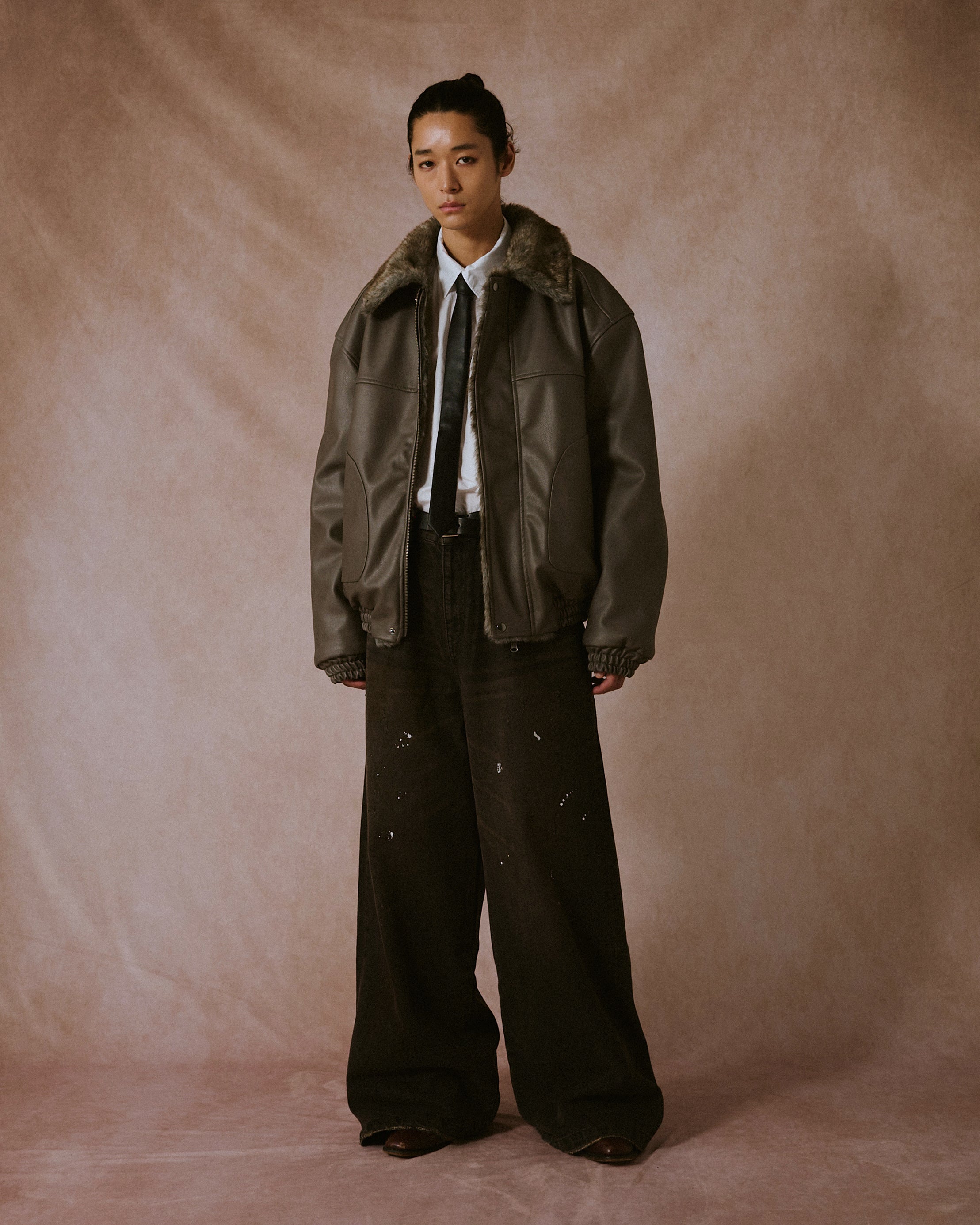 leather/fur faux reversible flight jacket (発送予定：2025年