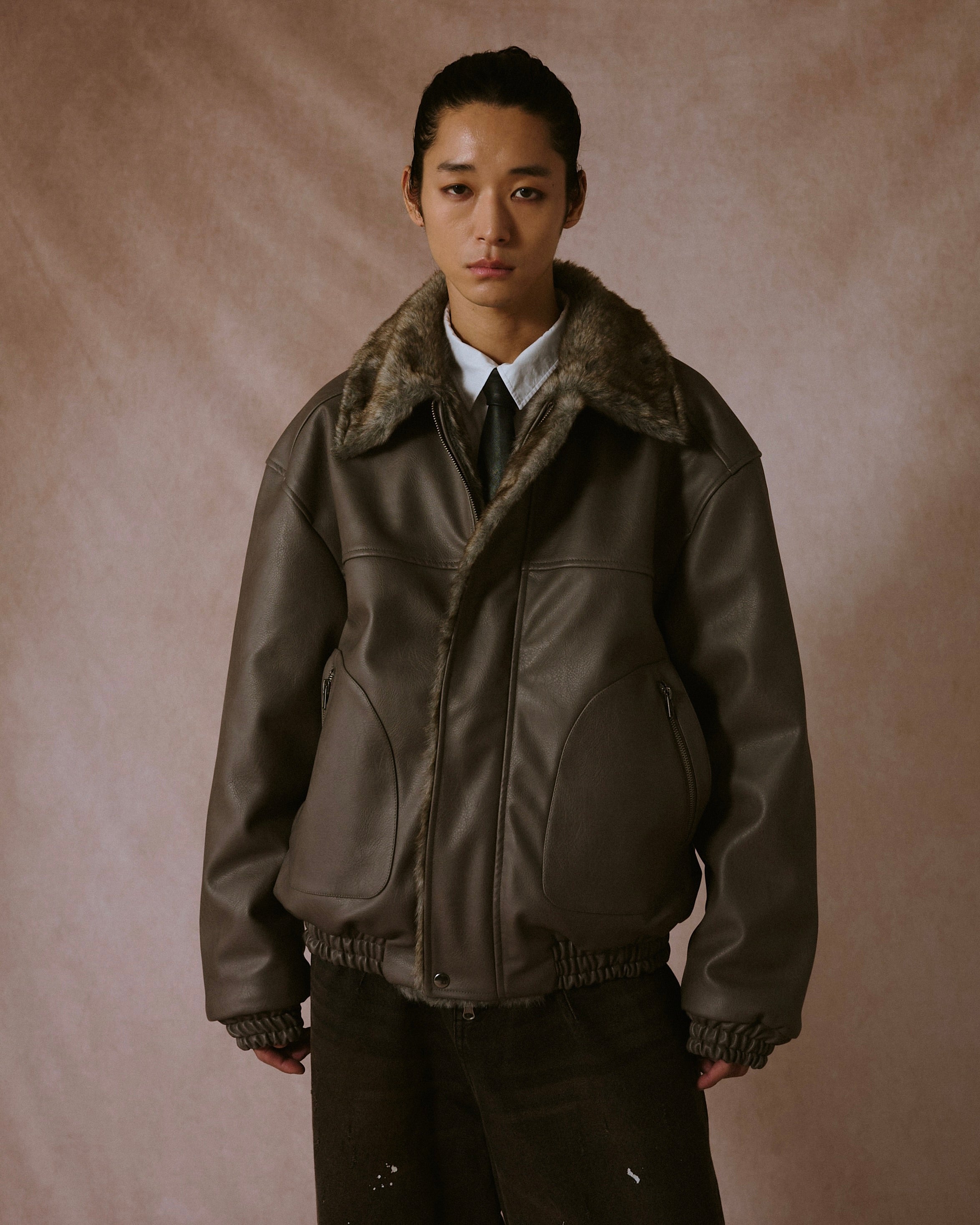 camphor wood　ジャケット leather/fur faux reversible flight jacket(発送予定：2025年11