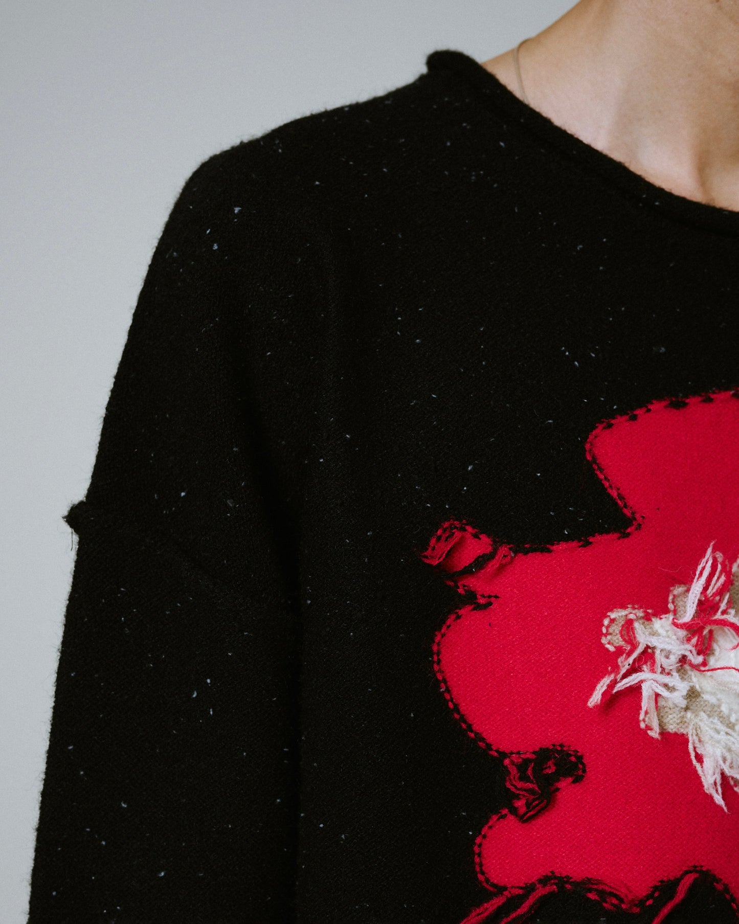 inside out flower motif nep sweater