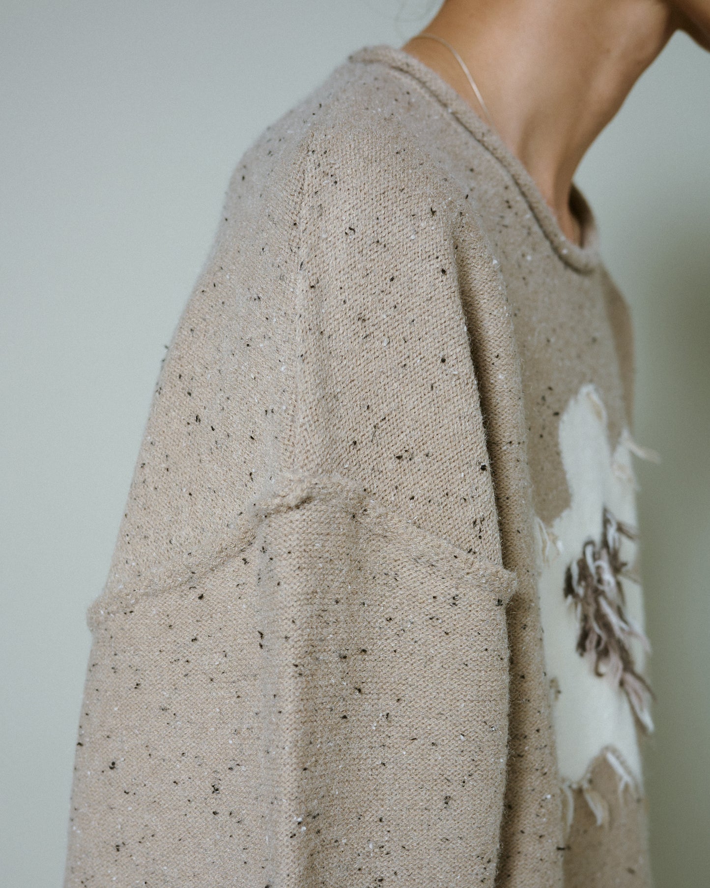 inside out flower motif nep sweater