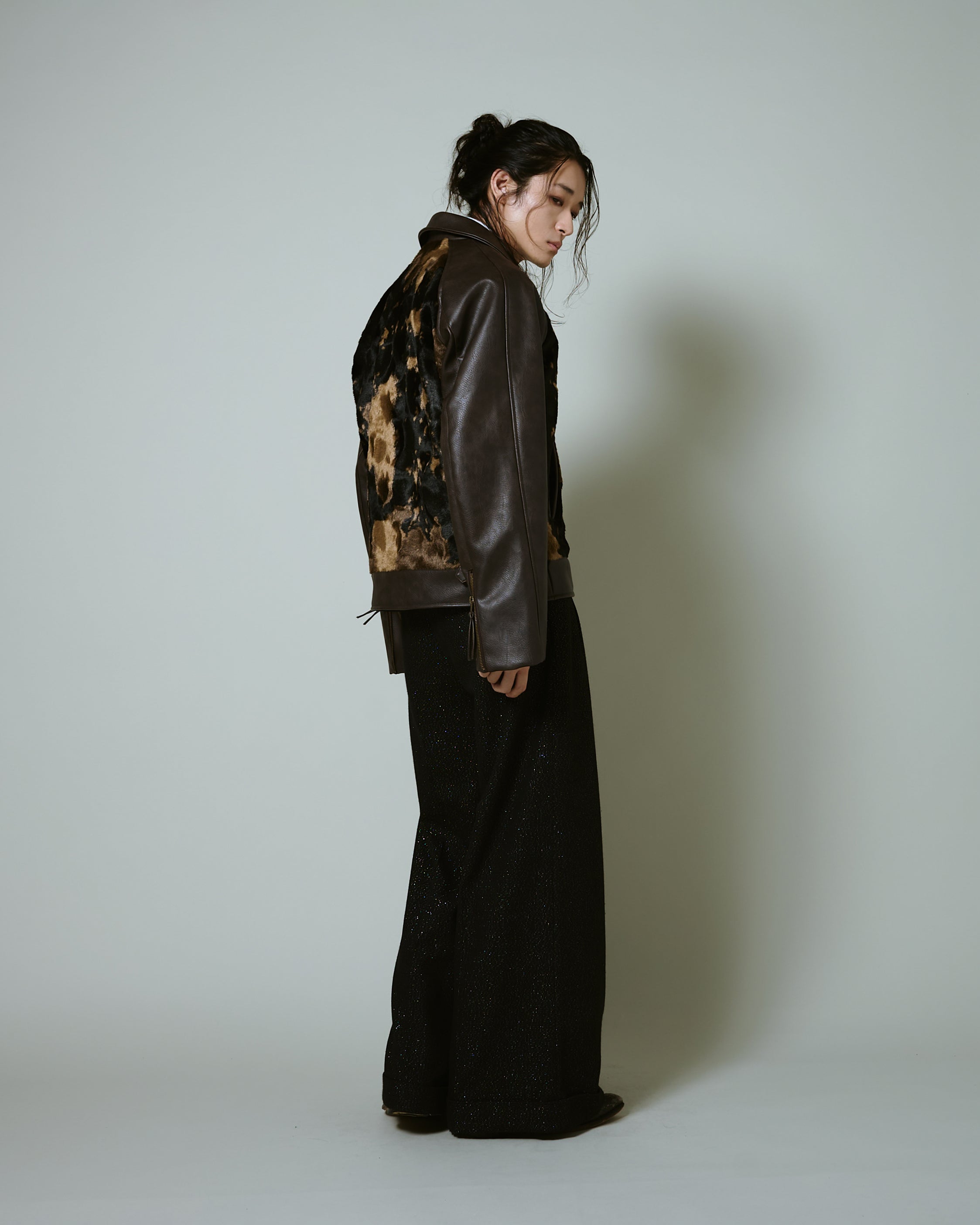 FAUX HAIRCALF LEATHER JACKET – CAMPHOR WOOD - OFFICIAL ONLINE