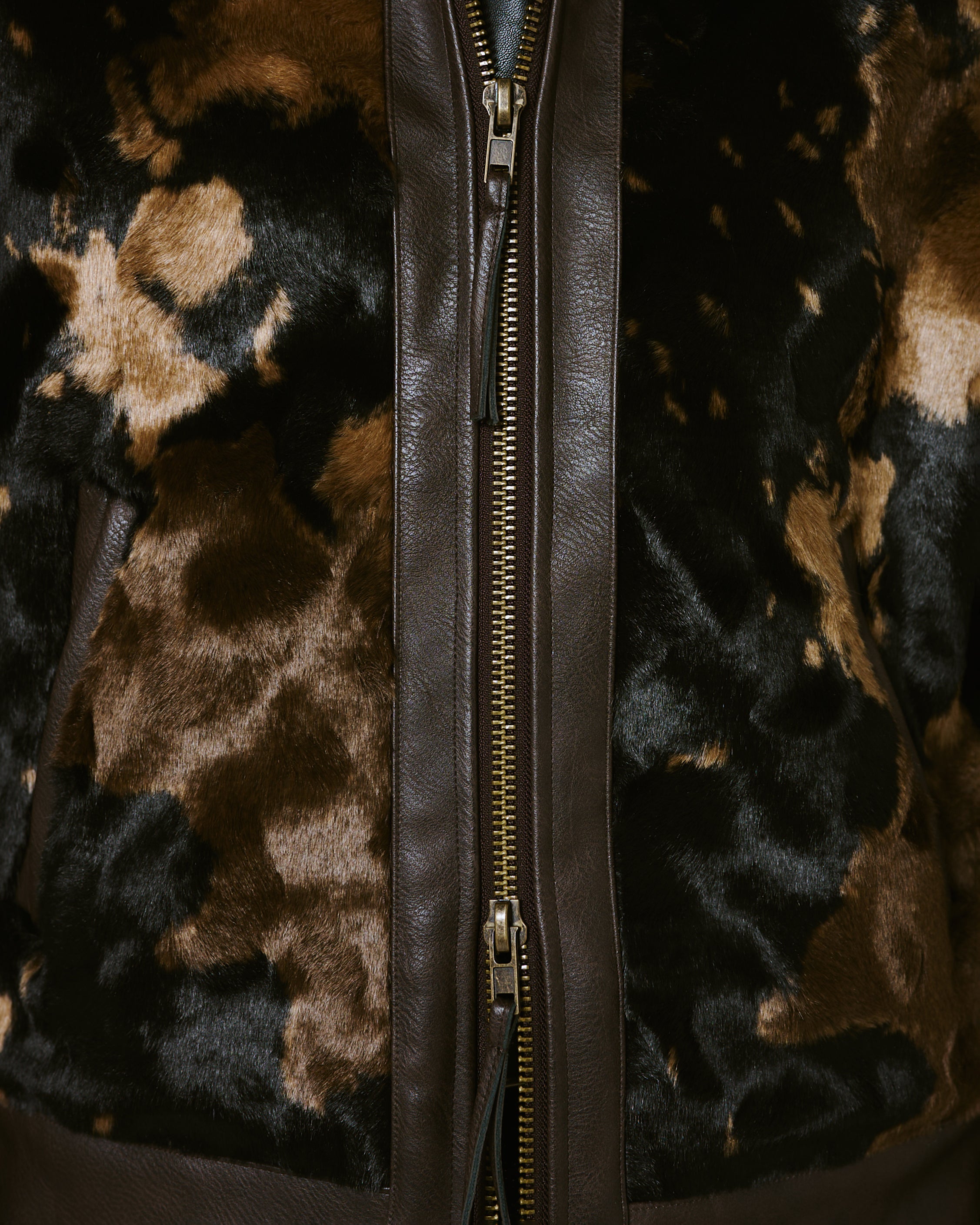 FAUX HAIRCALF LEATHER JACKET – CAMPHOR WOOD - OFFICIAL ONLINE