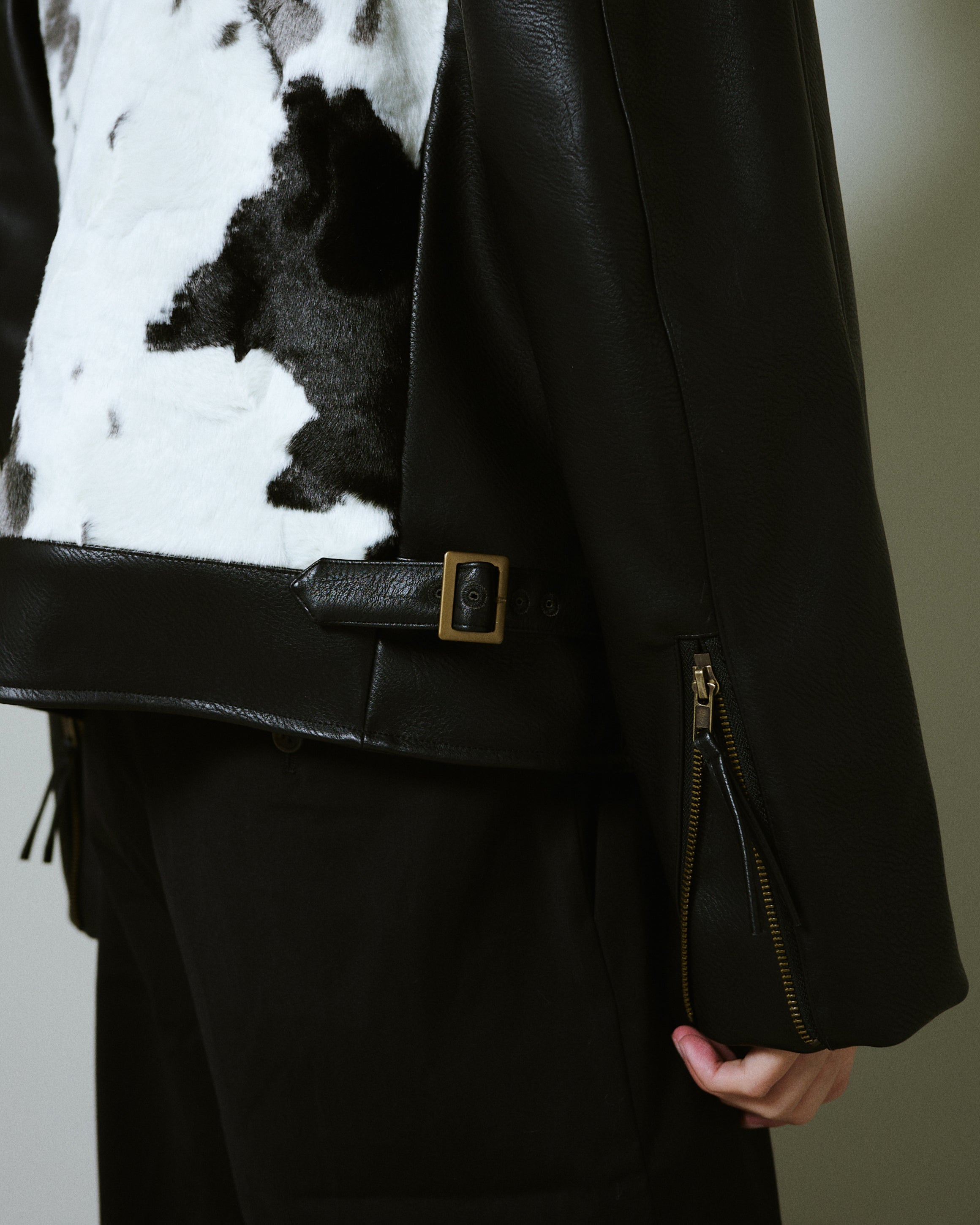 FAUX HAIRCALF LEATHER JACKET – CAMPHOR WOOD - OFFICIAL ONLINE