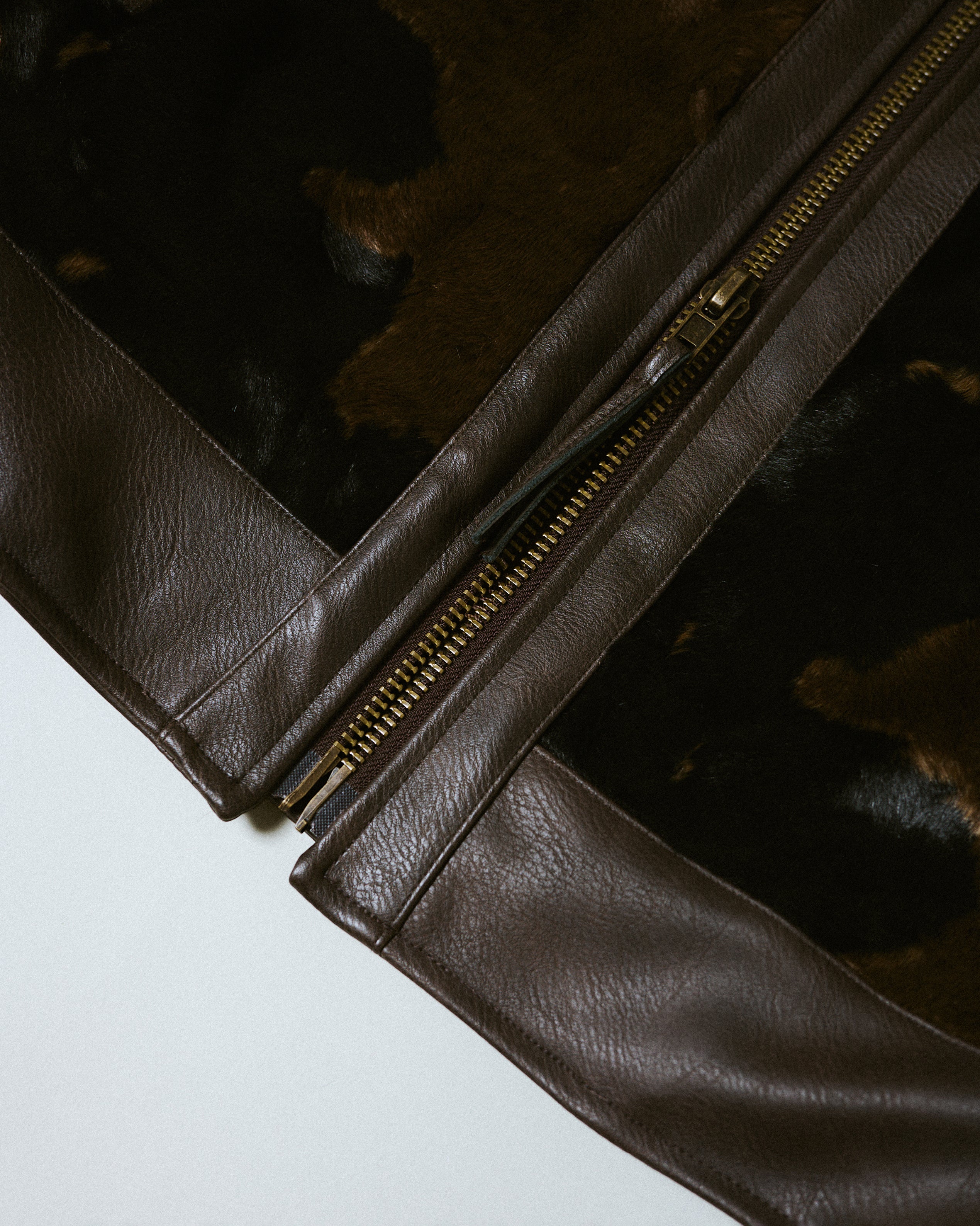 FAUX HAIRCALF LEATHER JACKET – CAMPHOR WOOD - OFFICIAL ONLINE