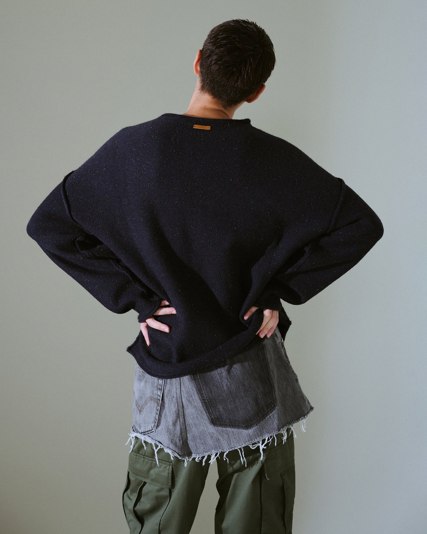 inside out flower motif nep sweater