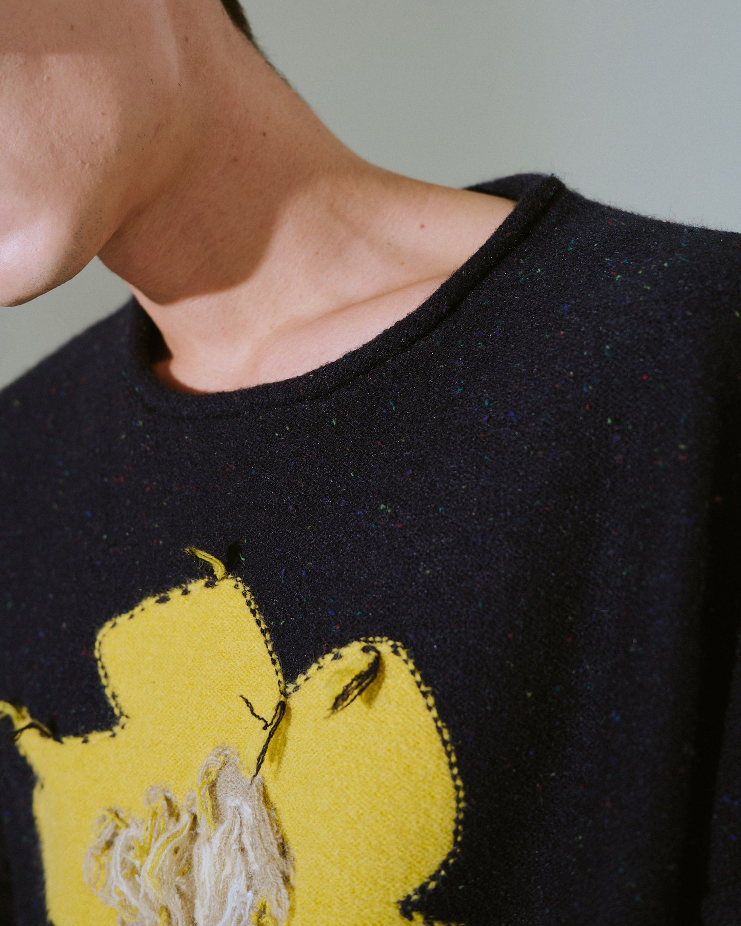 inside out flower motif nep sweater