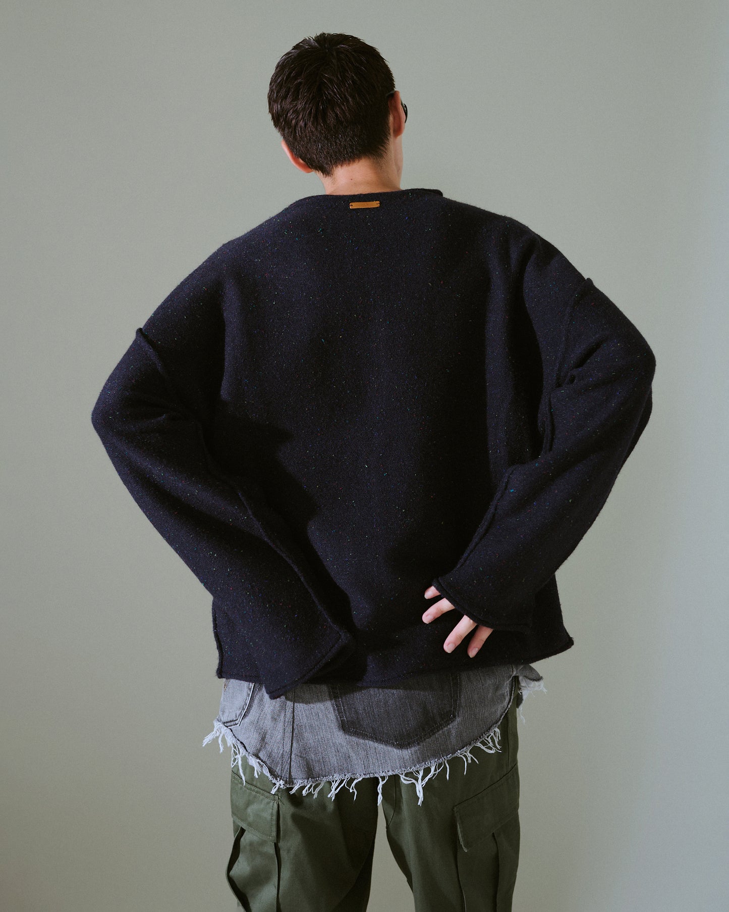 inside out flower motif nep sweater