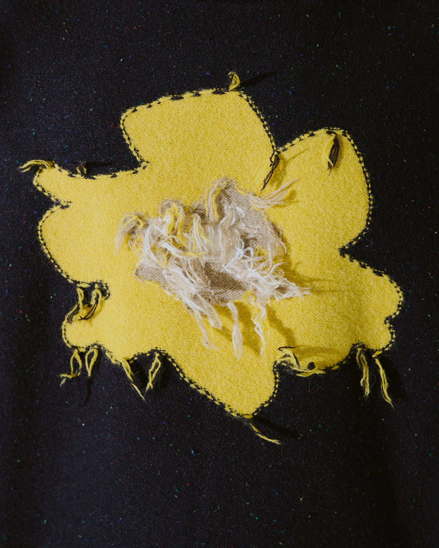inside out flower motif nep sweater
