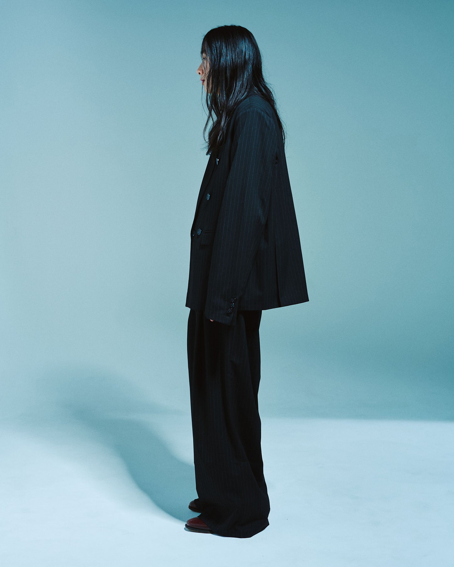 DOUBLE BREASTED STRIPE TAILORED JACKET