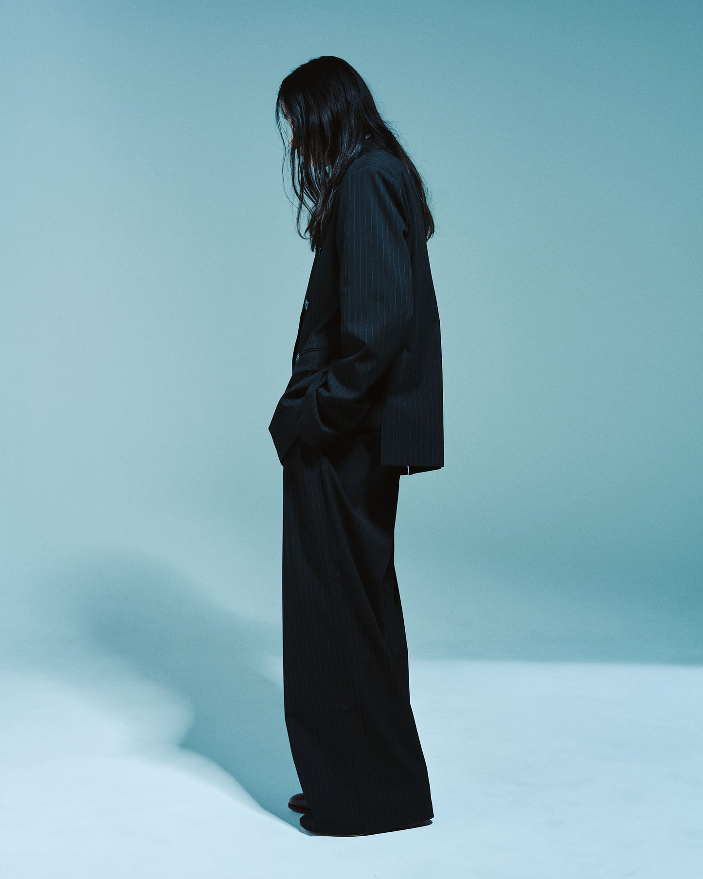 1TUCK WIDE BAGGY STRIPE SLACKS