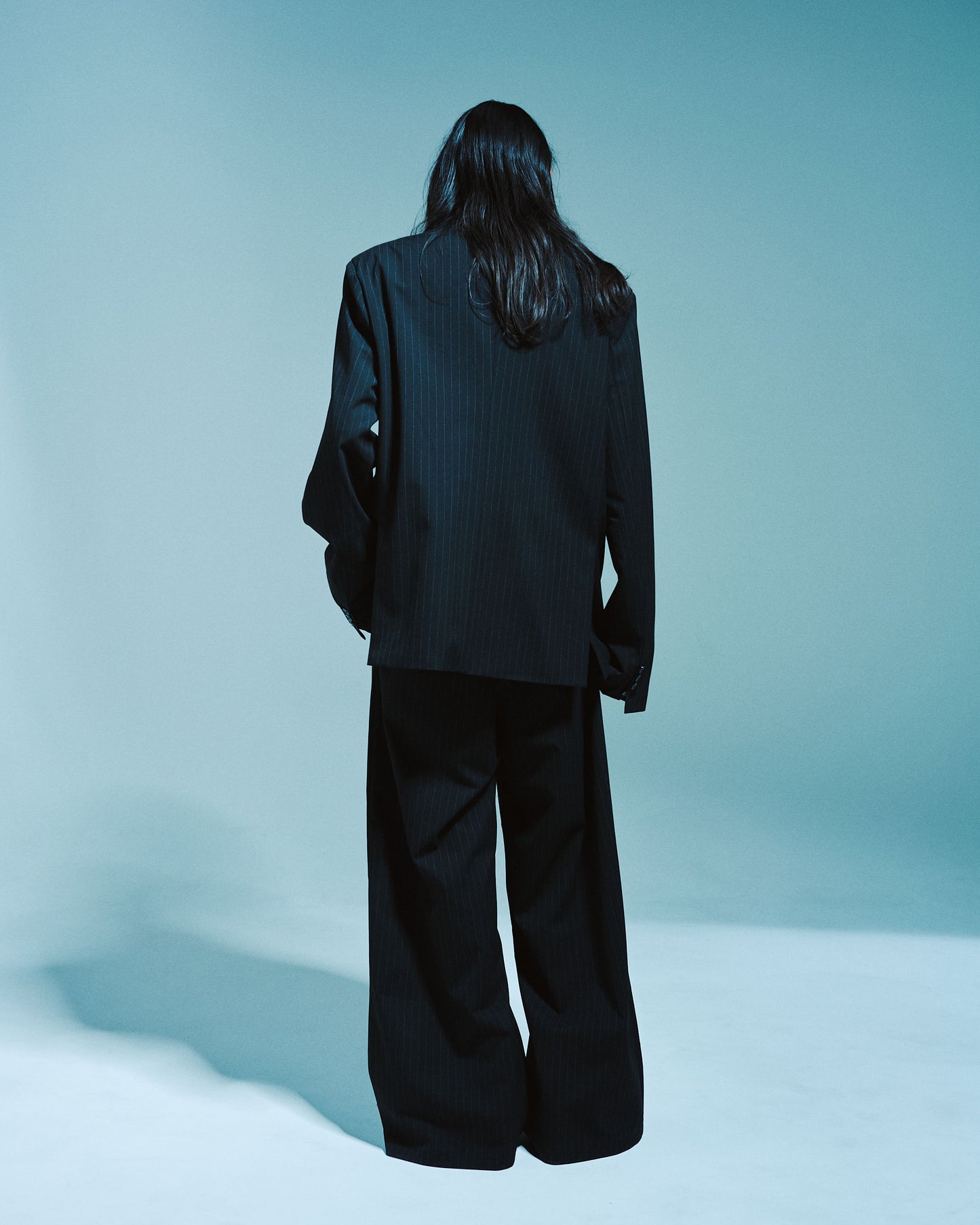 1TUCK WIDE BAGGY STRIPE SLACKS