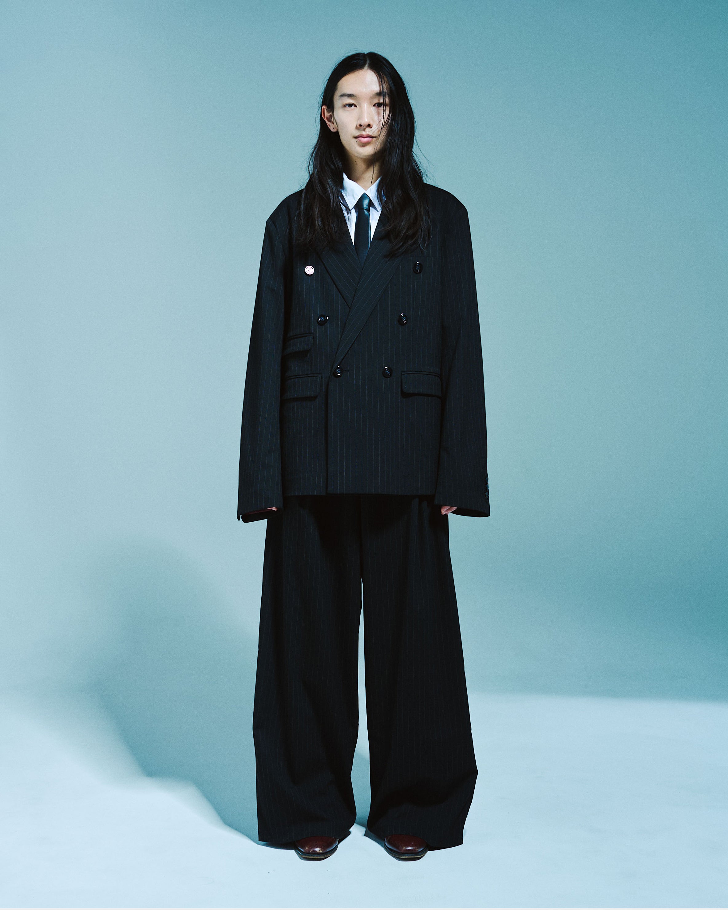 DOUBLE BREASTED STRIPE TAILORED JACKET – CAMPHOR WOOD - OFFICIAL