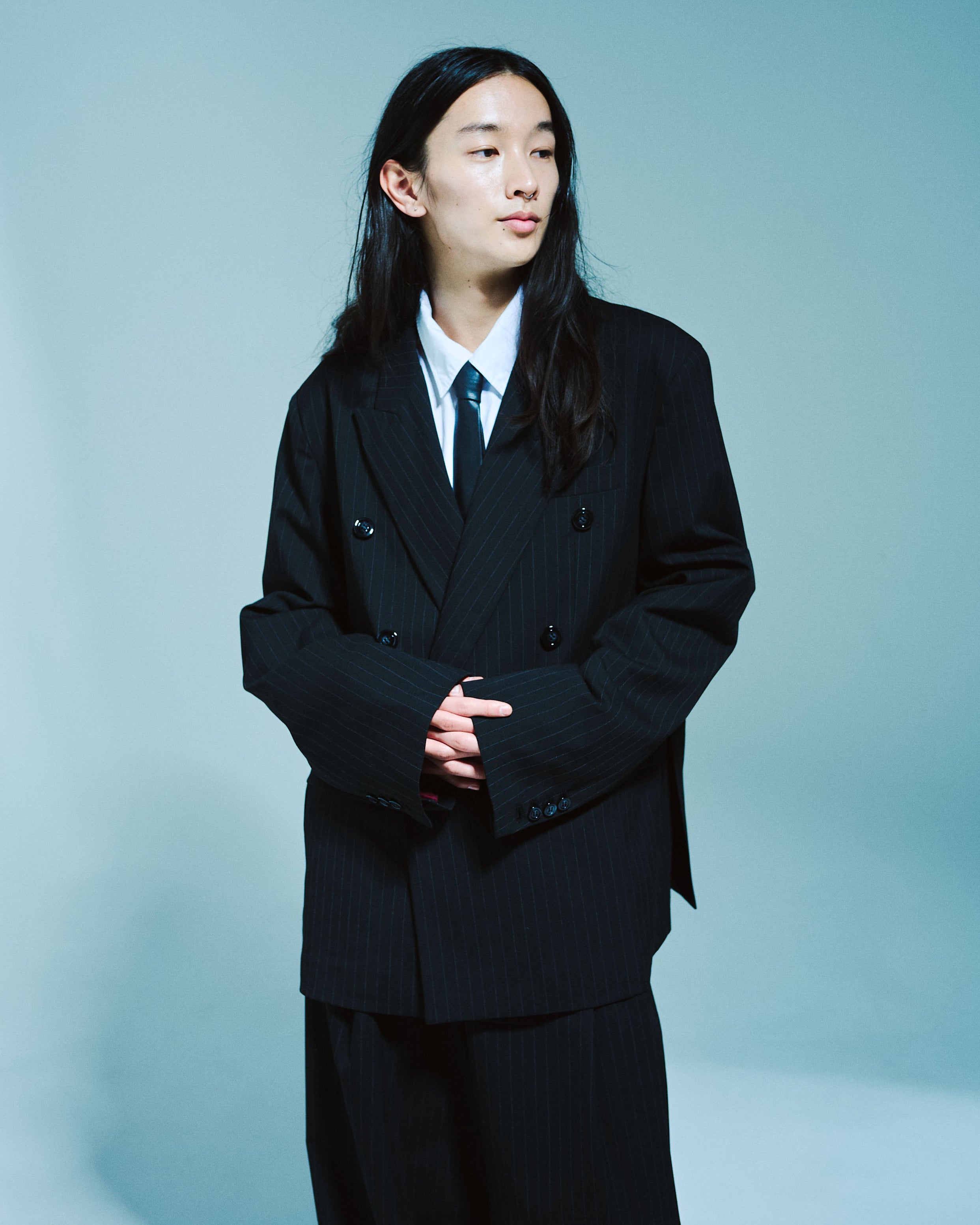 DOUBLE BREASTED STRIPE TAILORED JACKET – CAMPHOR WOOD - OFFICIAL