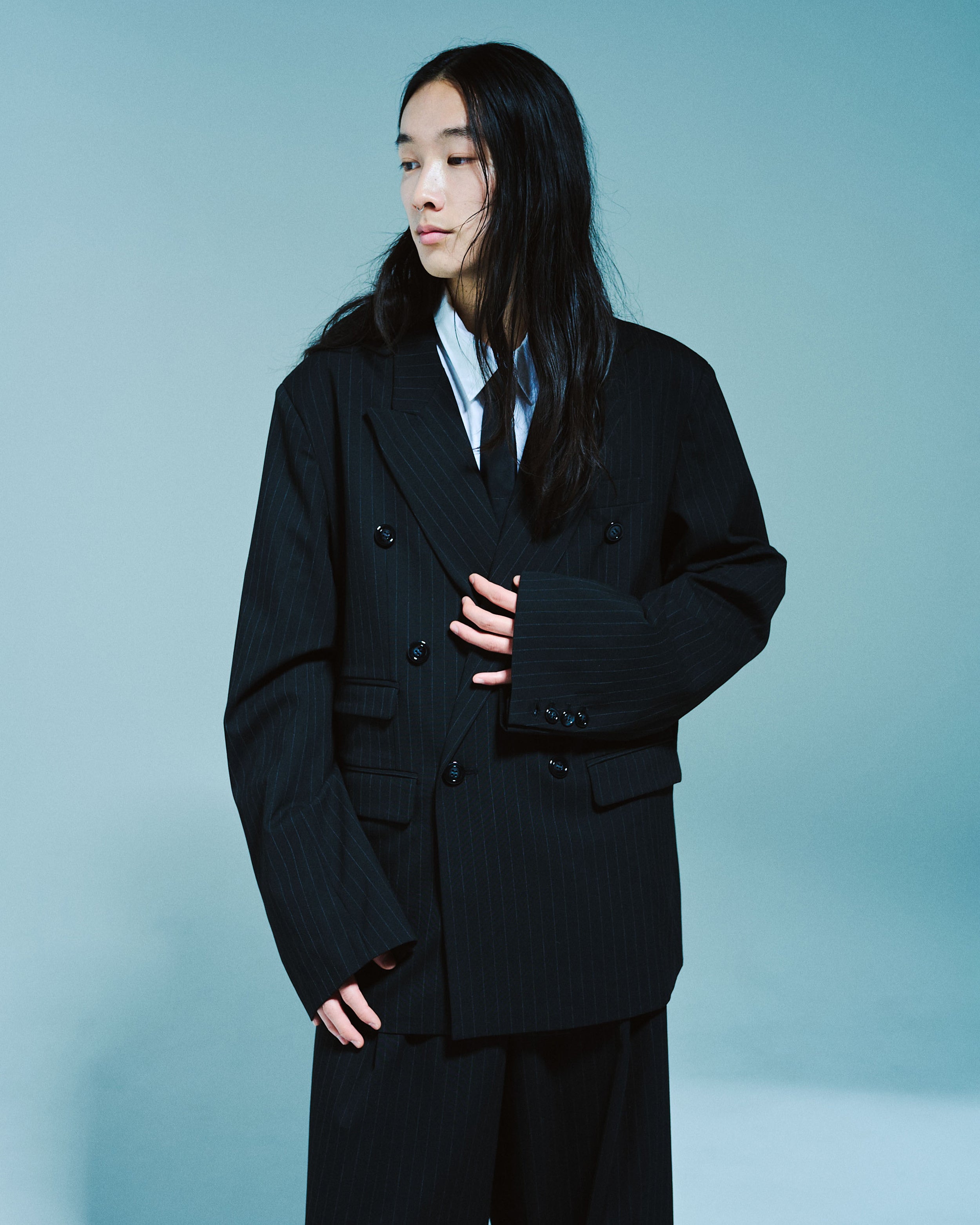 DOUBLE BREASTED STRIPE TAILORED JACKET – CAMPHOR WOOD - OFFICIAL