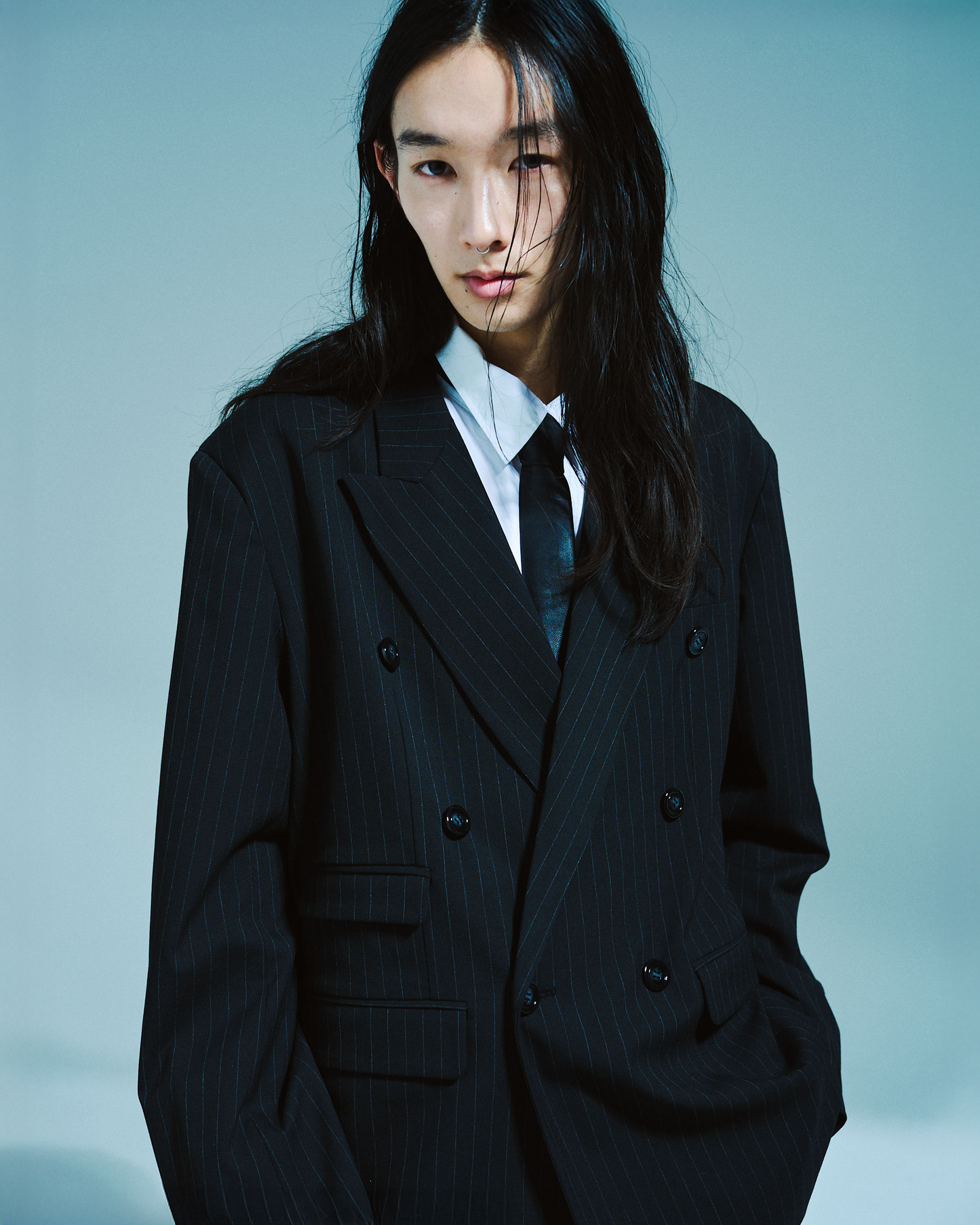 DOUBLE BREASTED STRIPE TAILORED JACKET