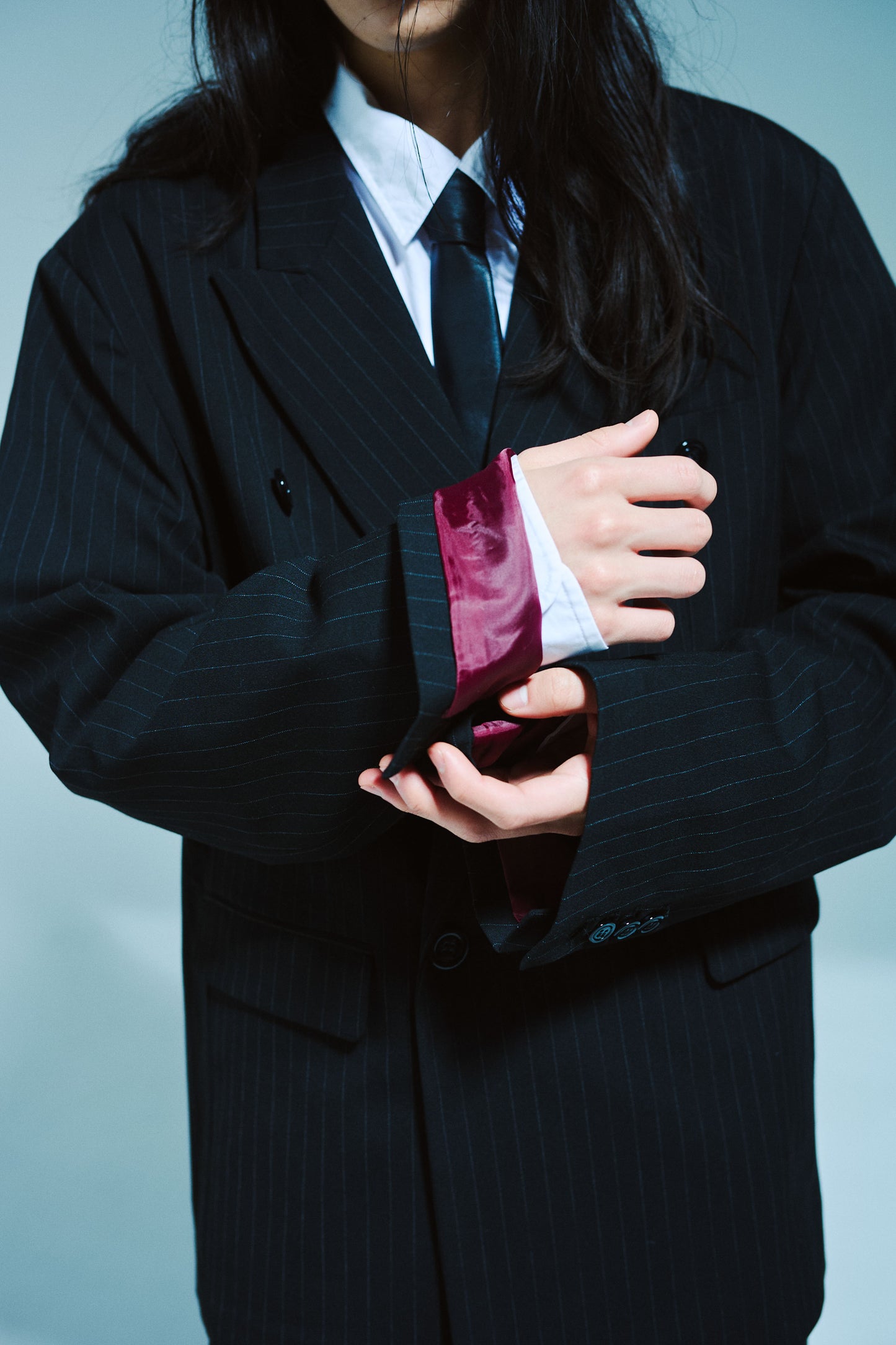 DOUBLE BREASTED STRIPE TAILORED JACKET