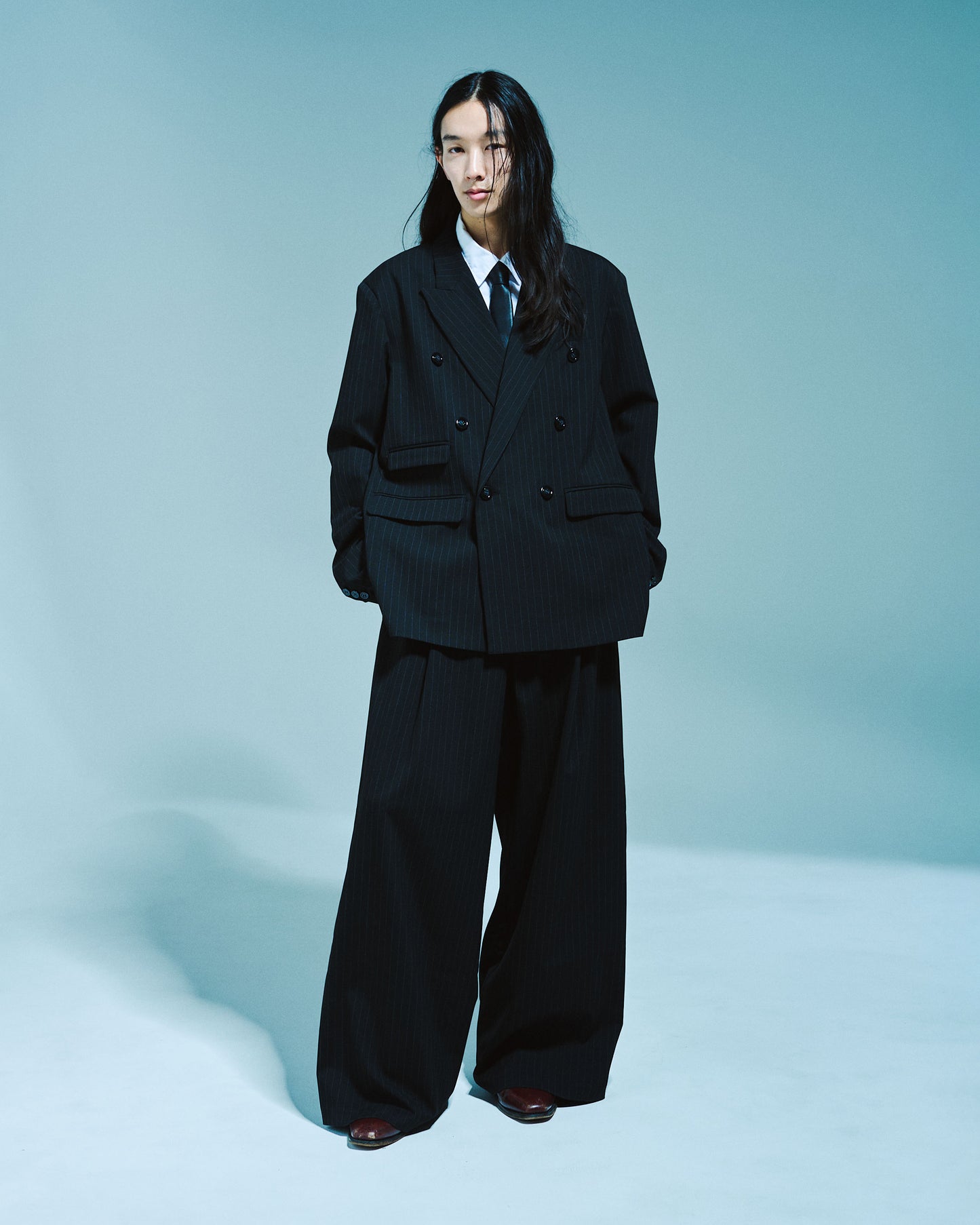 DOUBLE BREASTED STRIPE TAILORED JACKET